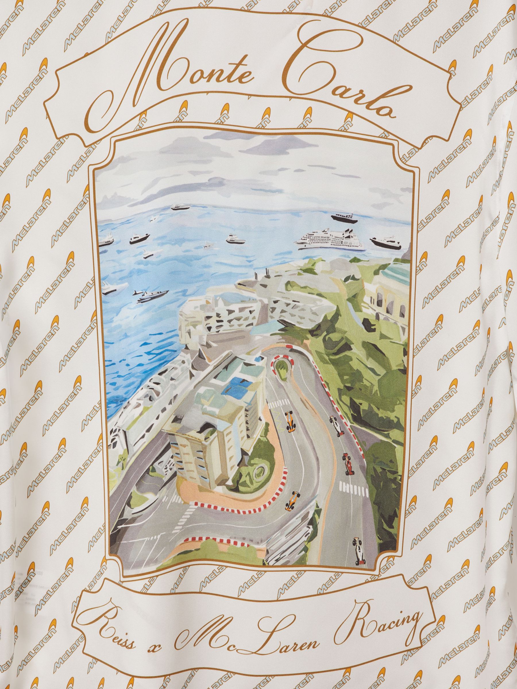 McLaren F1 Monte Carlo Exclusive Cuban Collar Shirt in White Multi