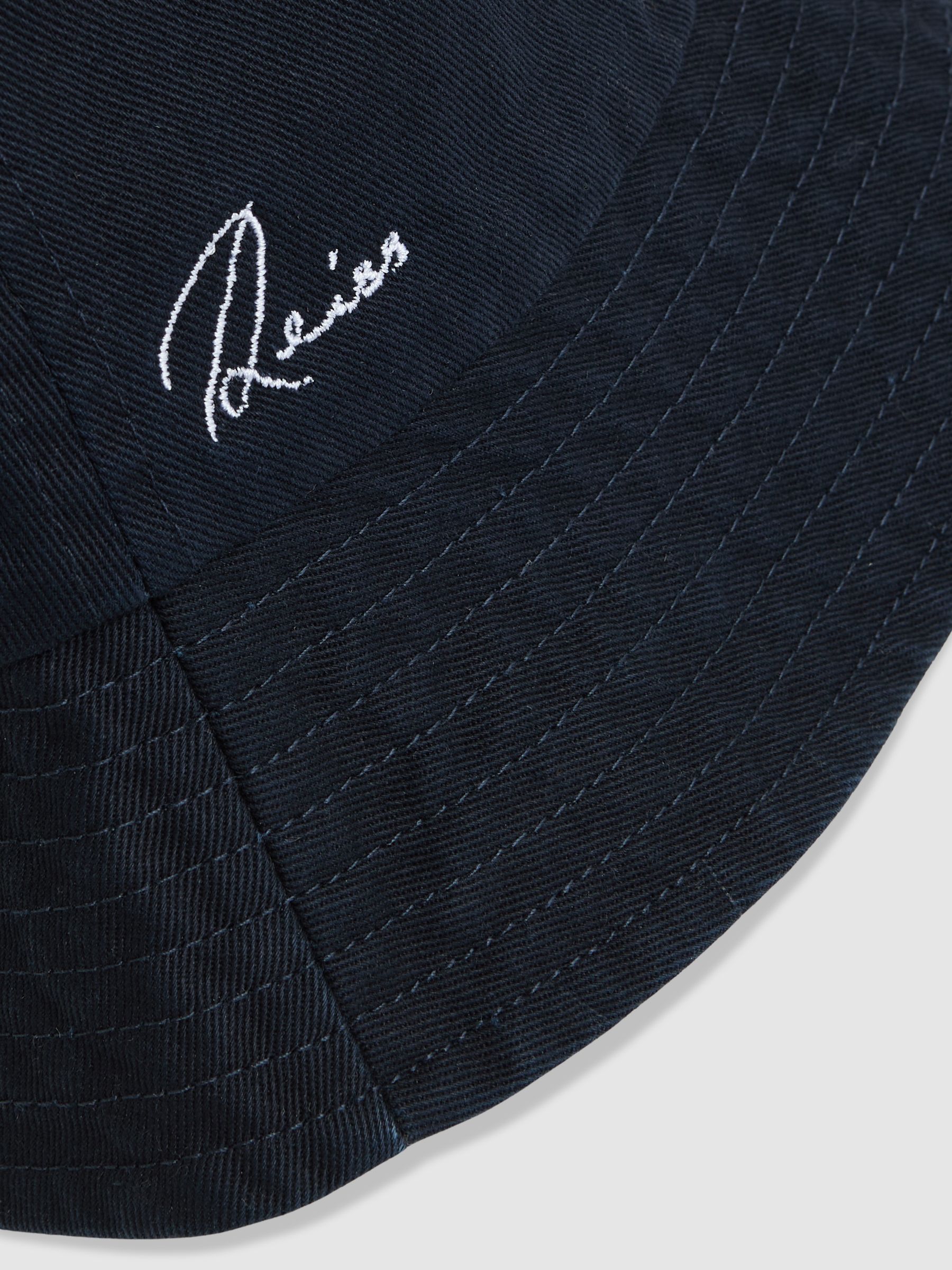 Cotton Logo-Embroidered Bucket Hat in Navy