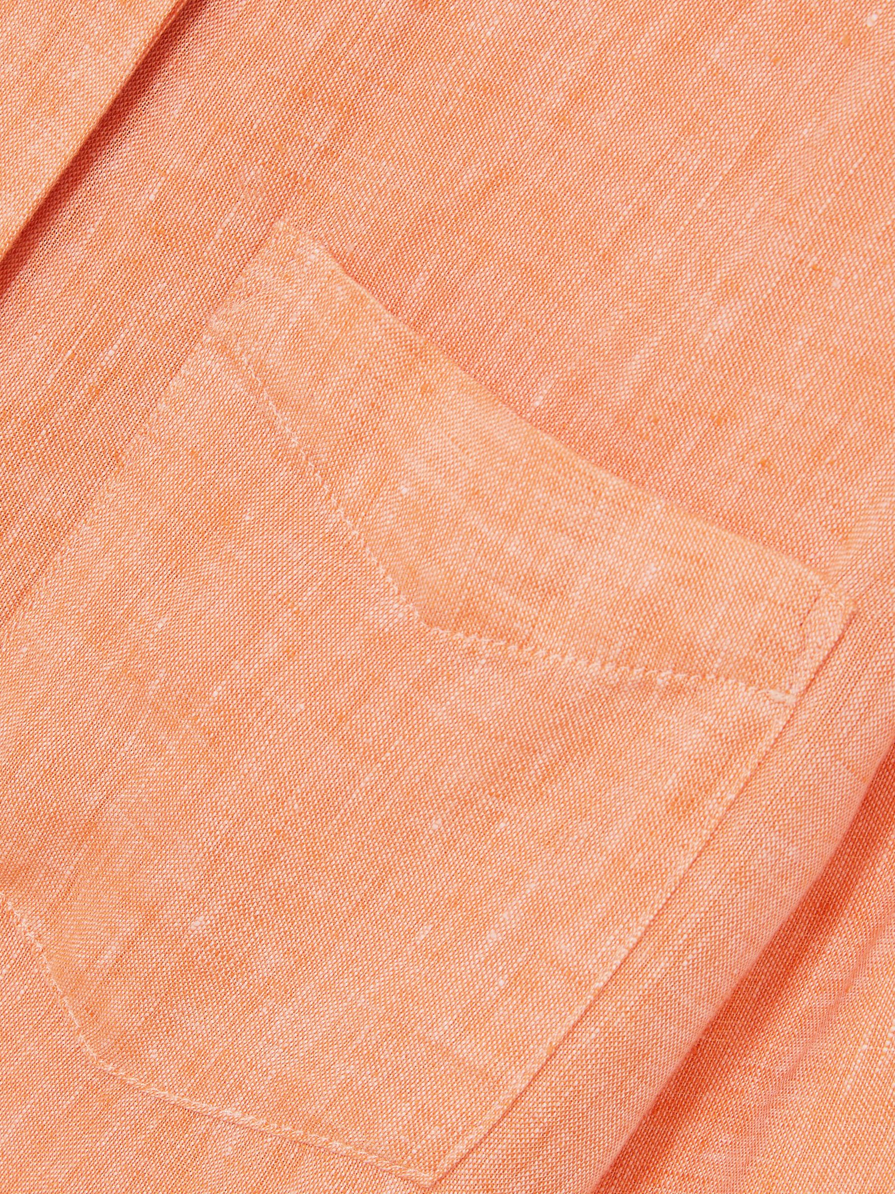 Linen Button-Through Shirt in Orange