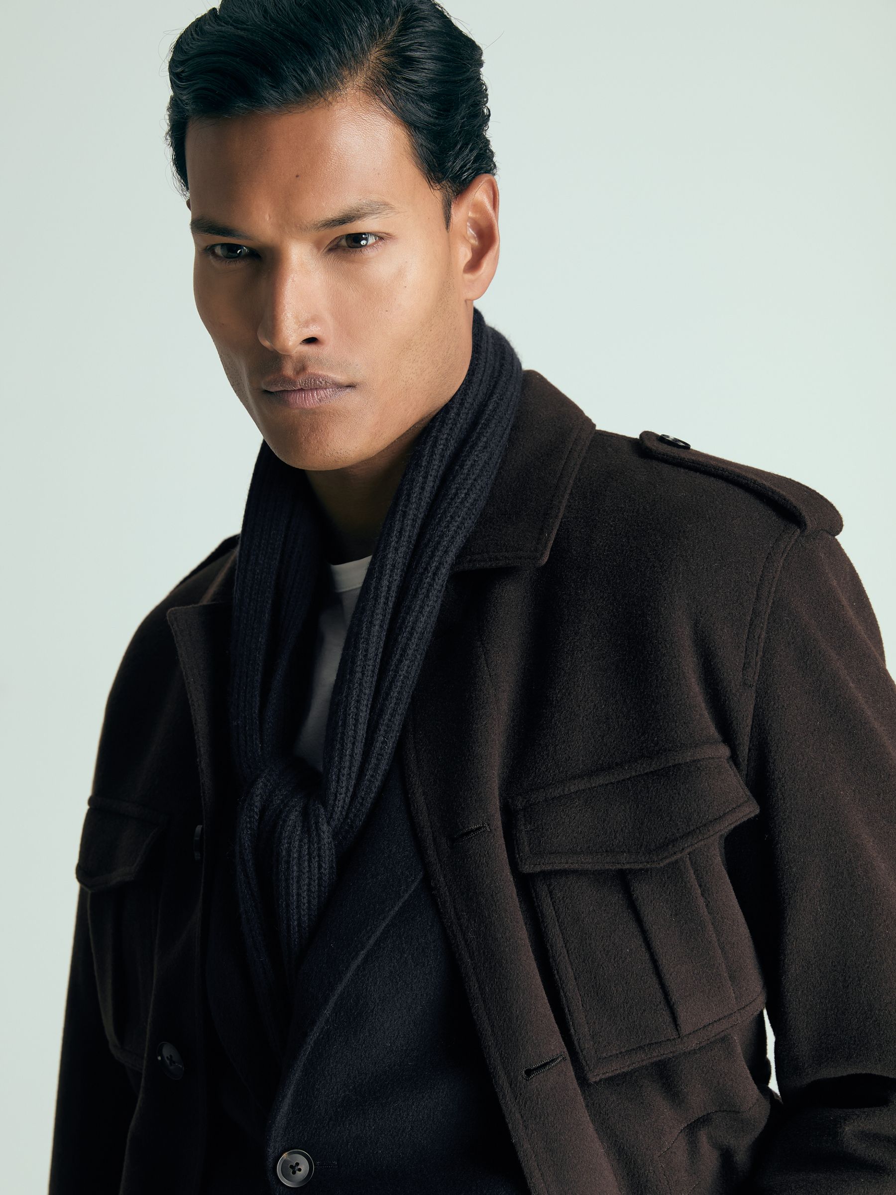 Atelier Ribbed-Cashmere Scarf in Dark Navy