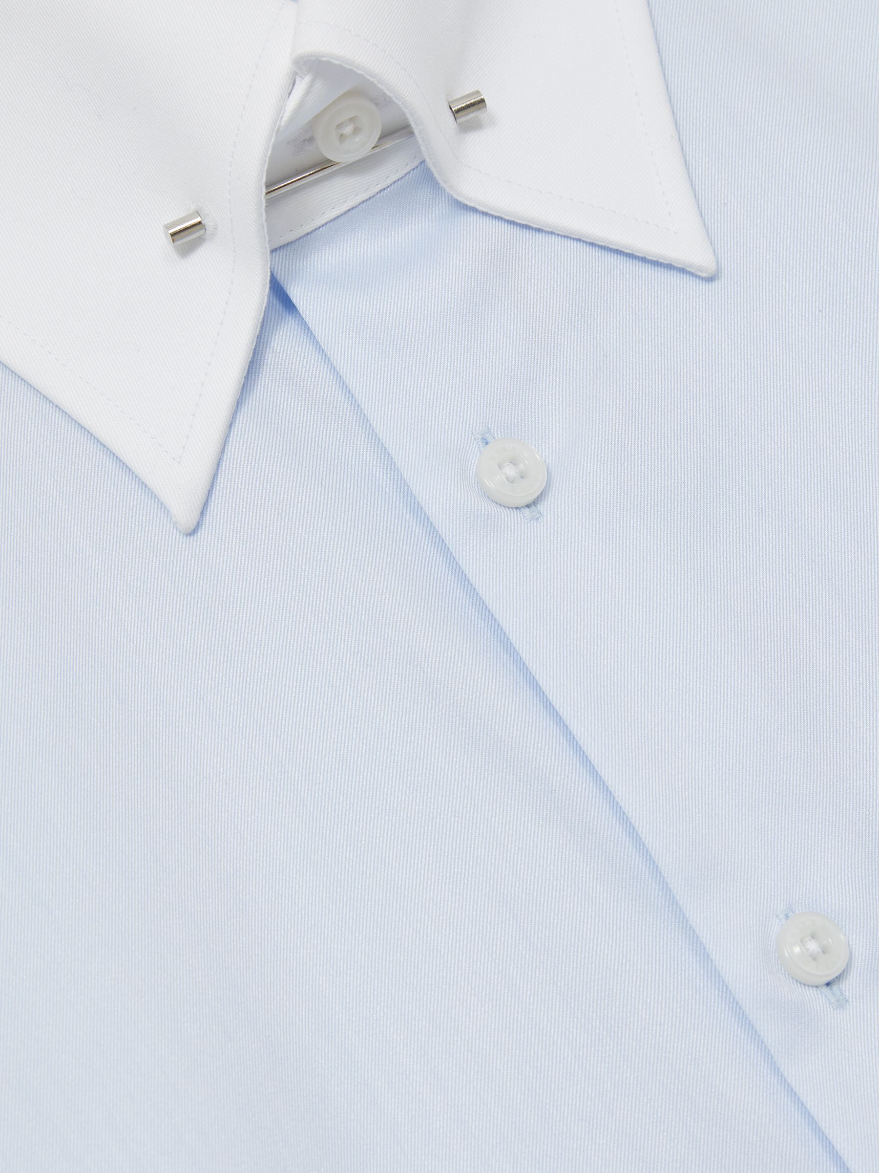 Regular-Fit Cotton Pin-Collar Shirt in Contrast S Blue