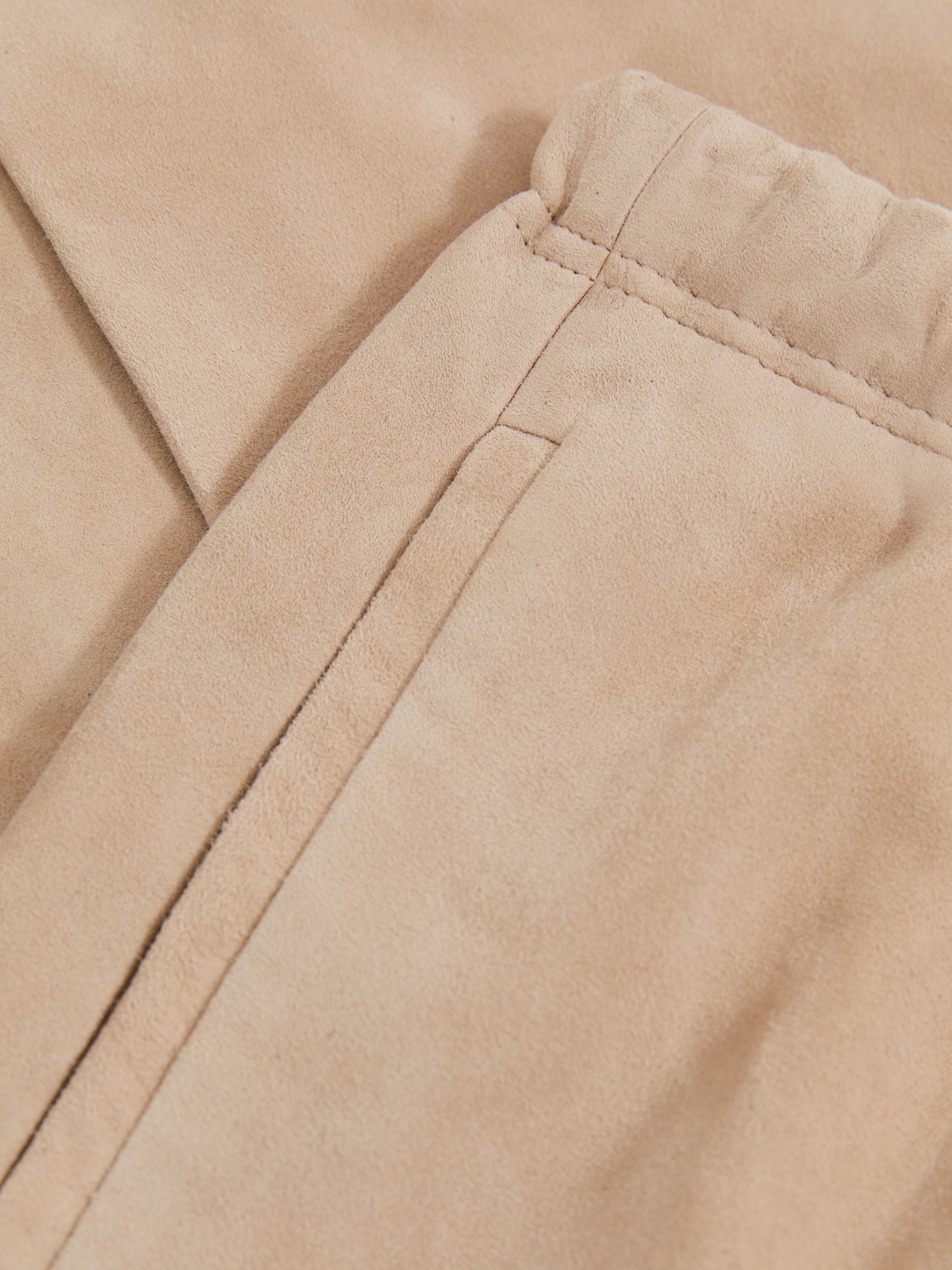 Suede Drawstring Midi Skirt in Neutral