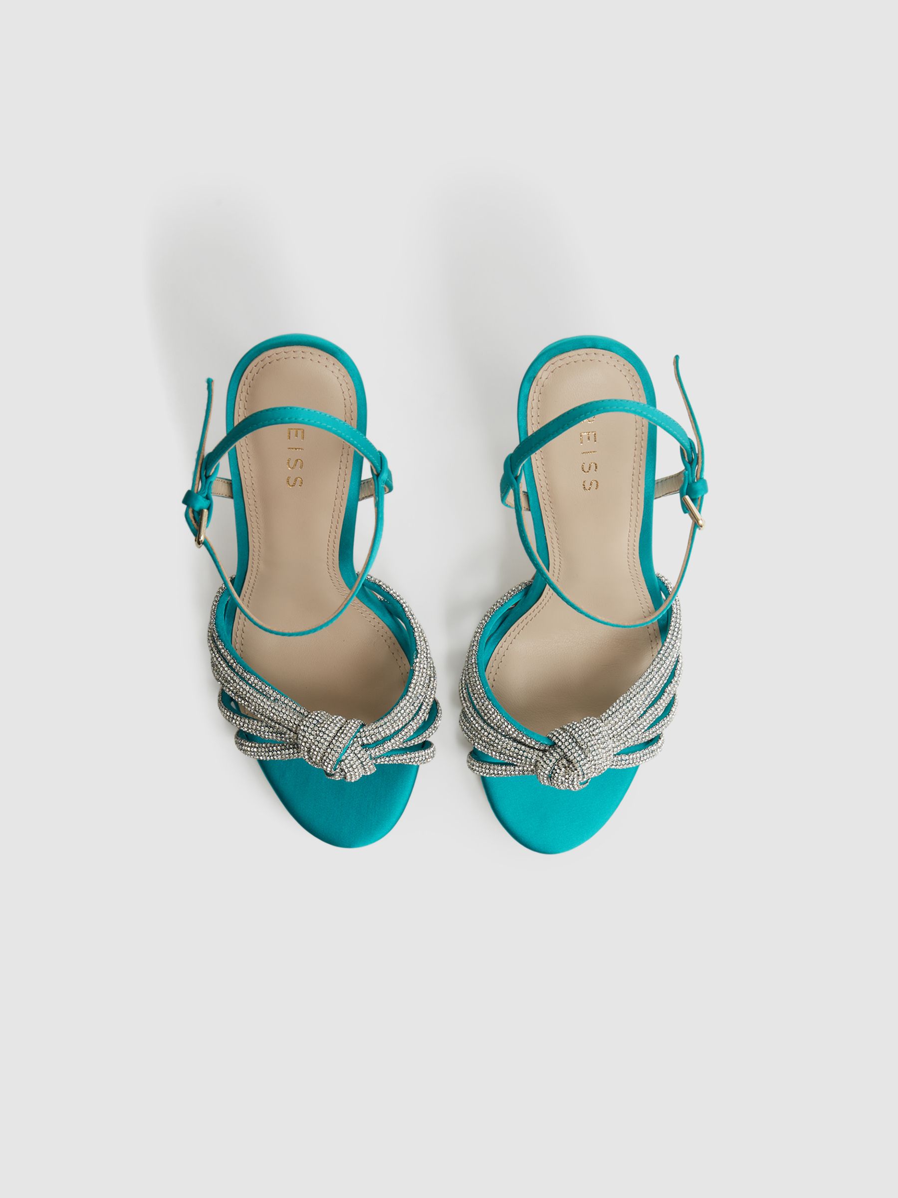 Embellished Heeled Sandals in Blue