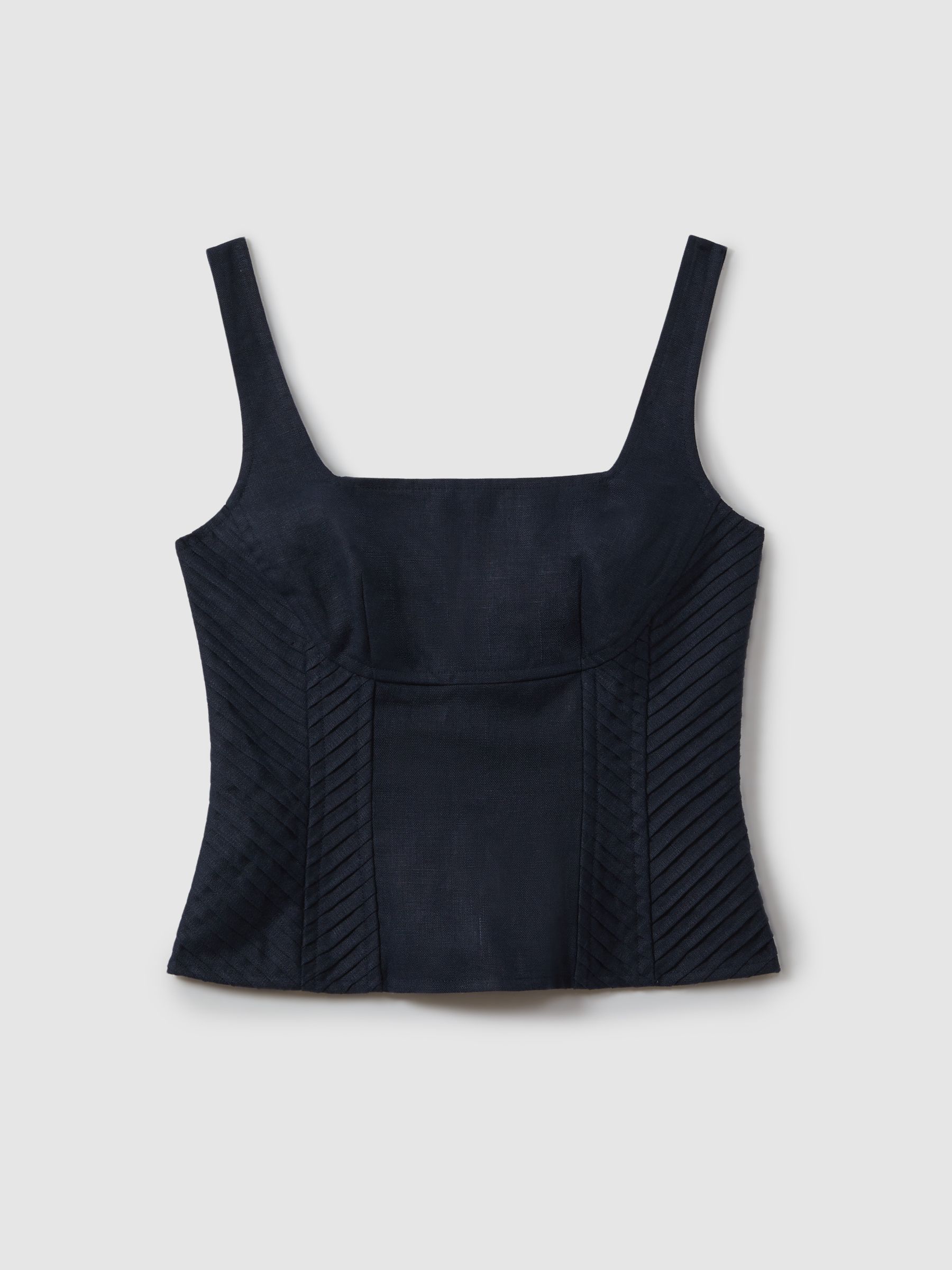 Linen Corset Vest in Navy