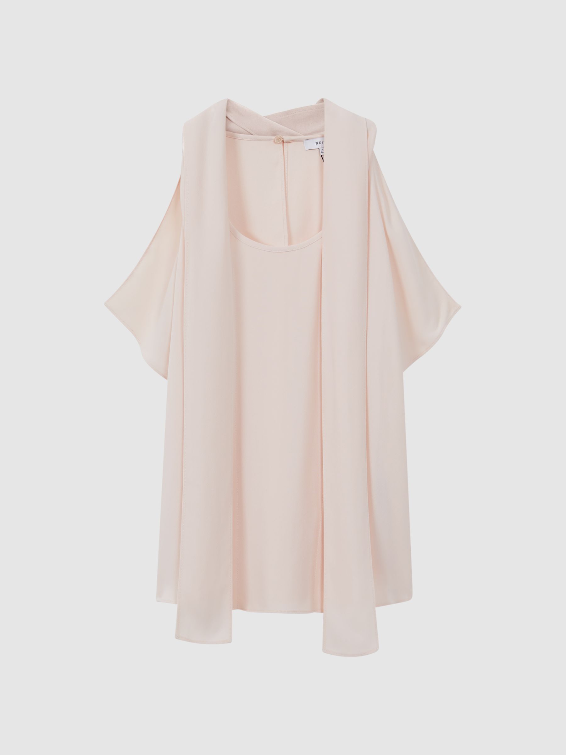 Tie Neck Draped Blouse in Nude