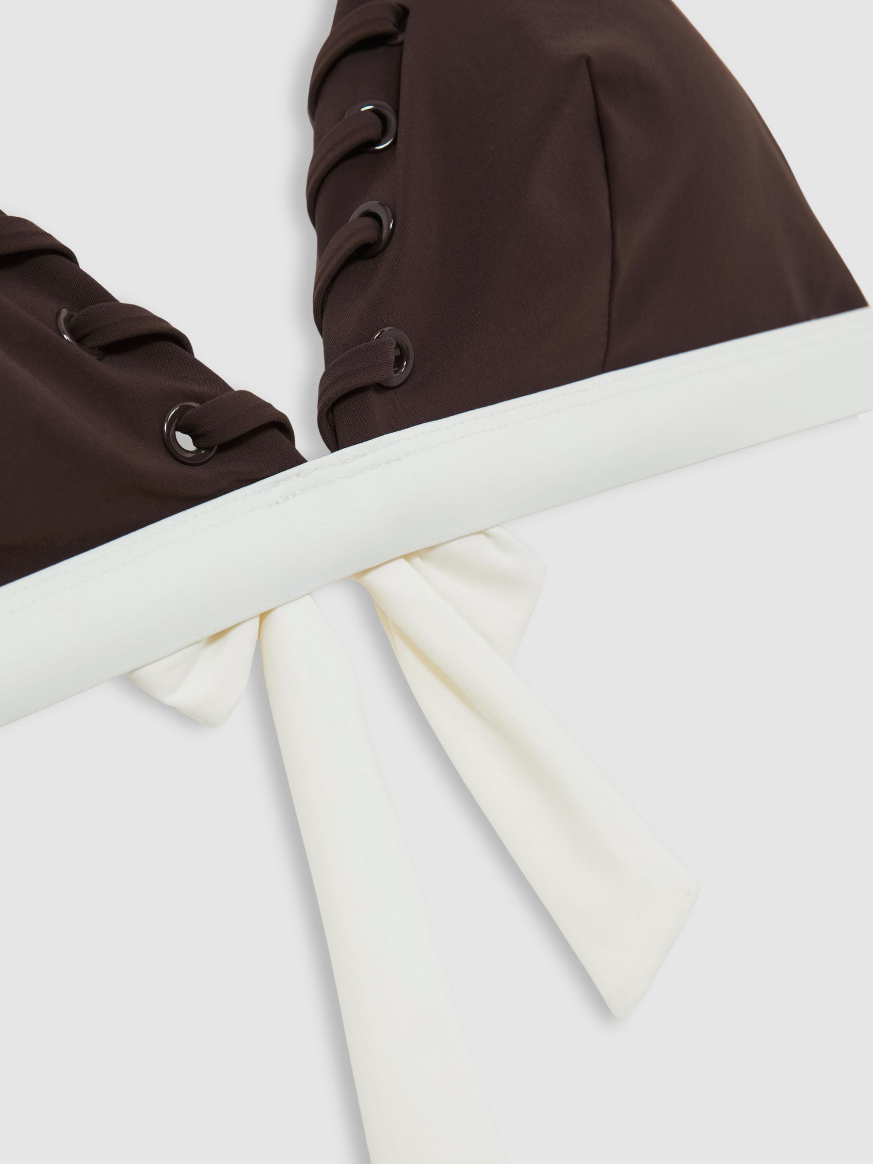 Whipstitch Triangle Bikini Top in Chocolate