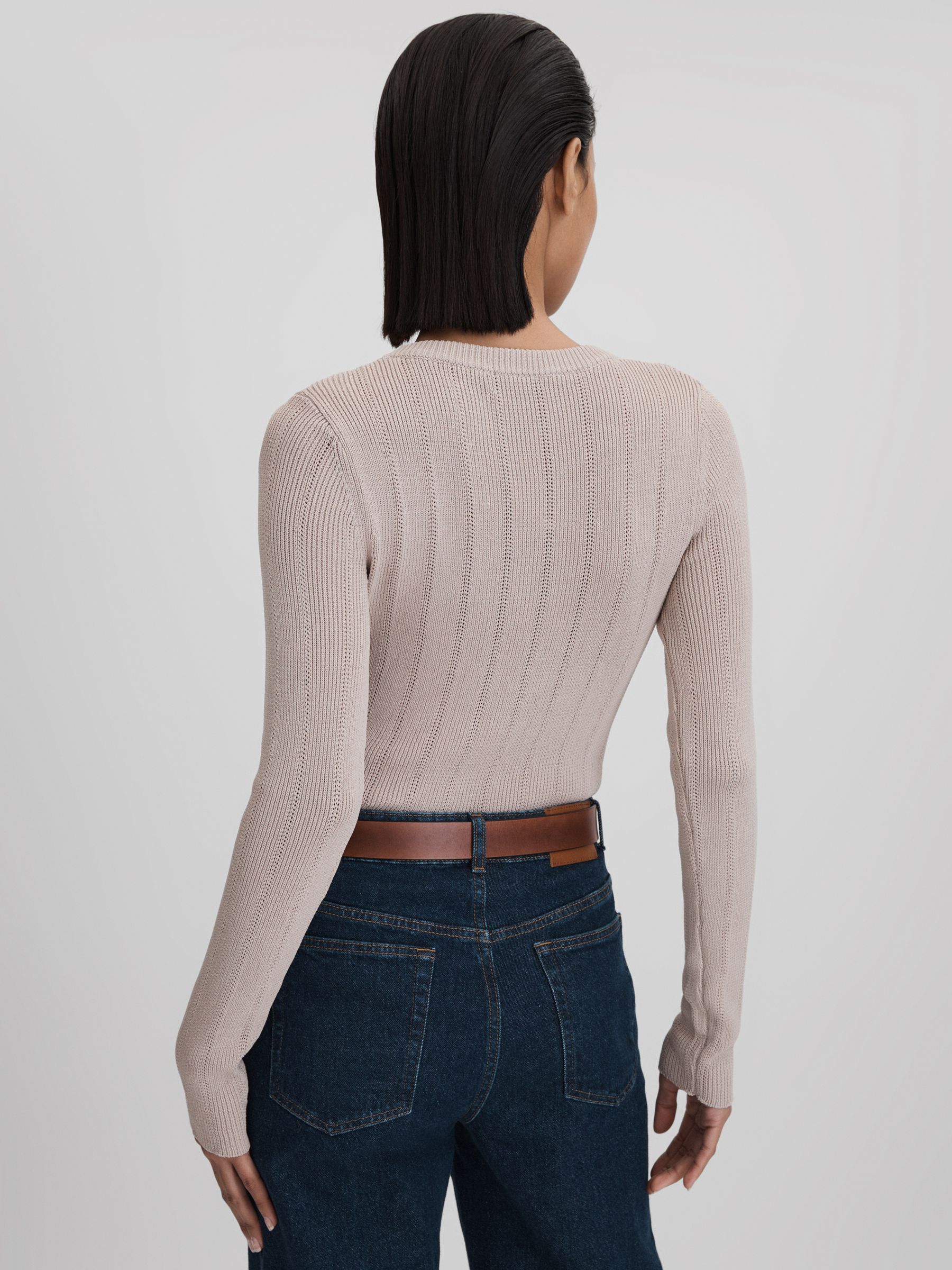 Knitted Scoop Neck Top in Neutral