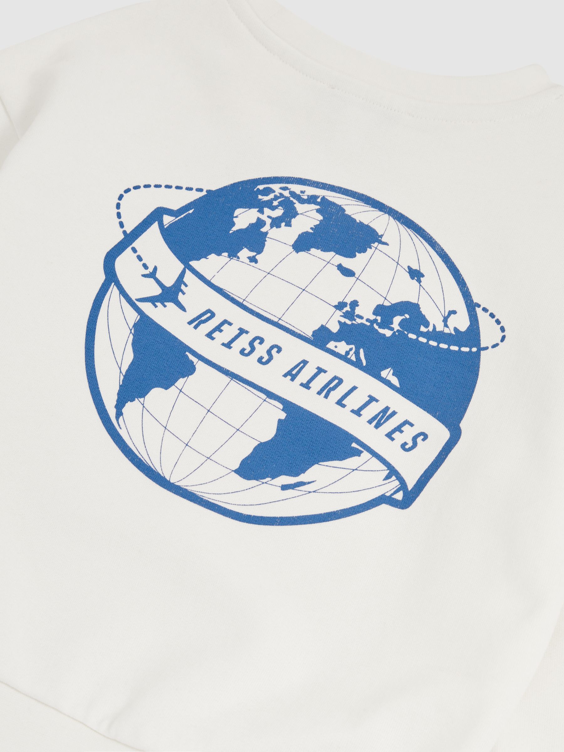 9-13 yrs Cotton-Blend Airlines-Print Sweatshirt in White/Blue