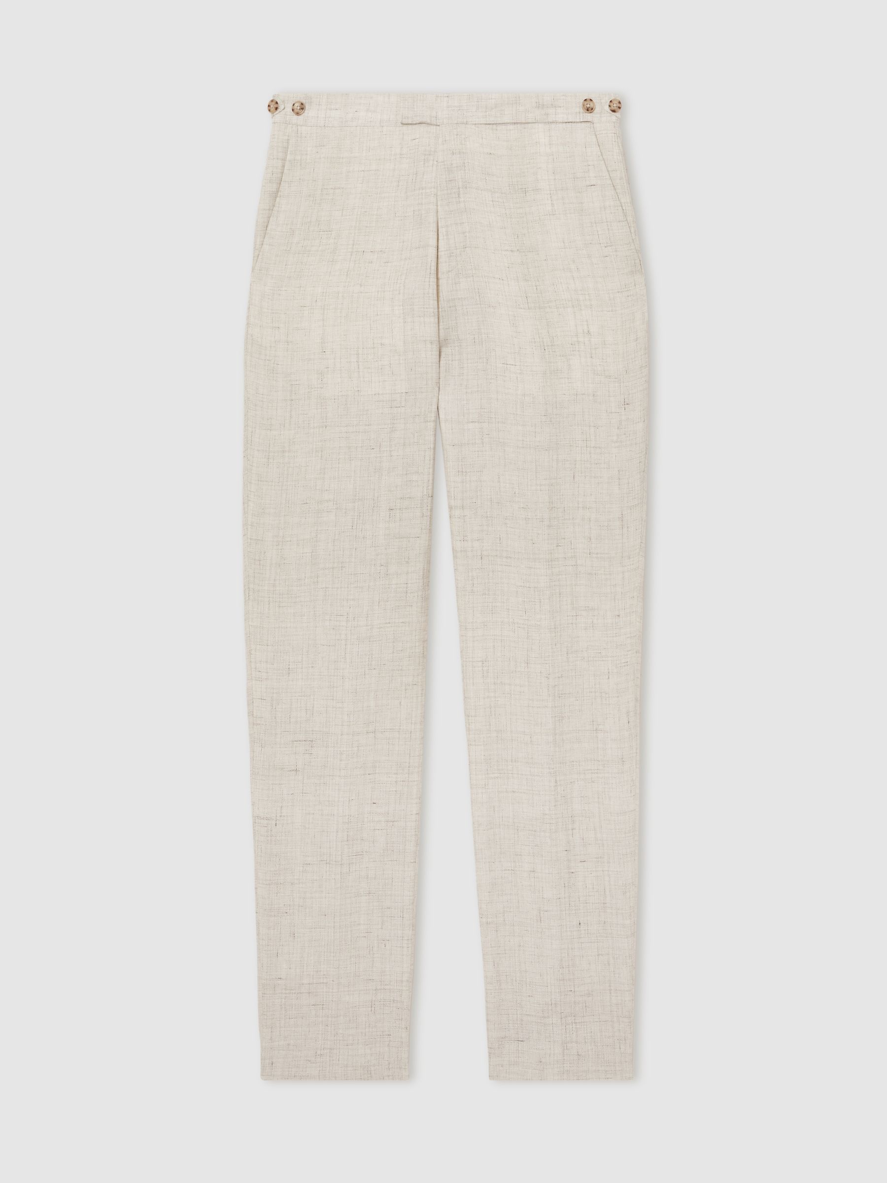 Linen-Cotton Slim-Fit Suit Trousers in Stone