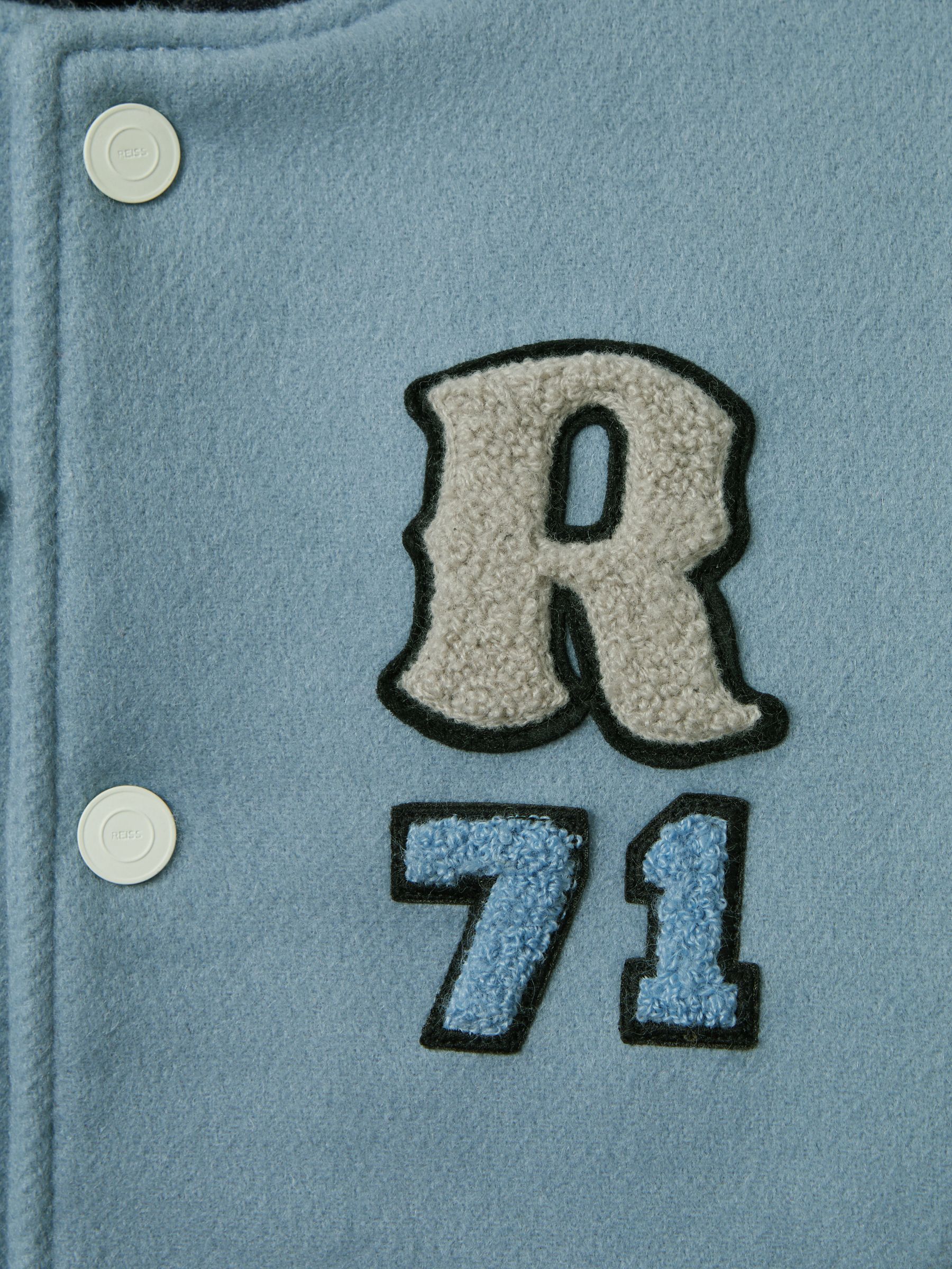 3-9 yrs McLaren F1 Leather Varsity Jacket in Airforce Blue/Ecru