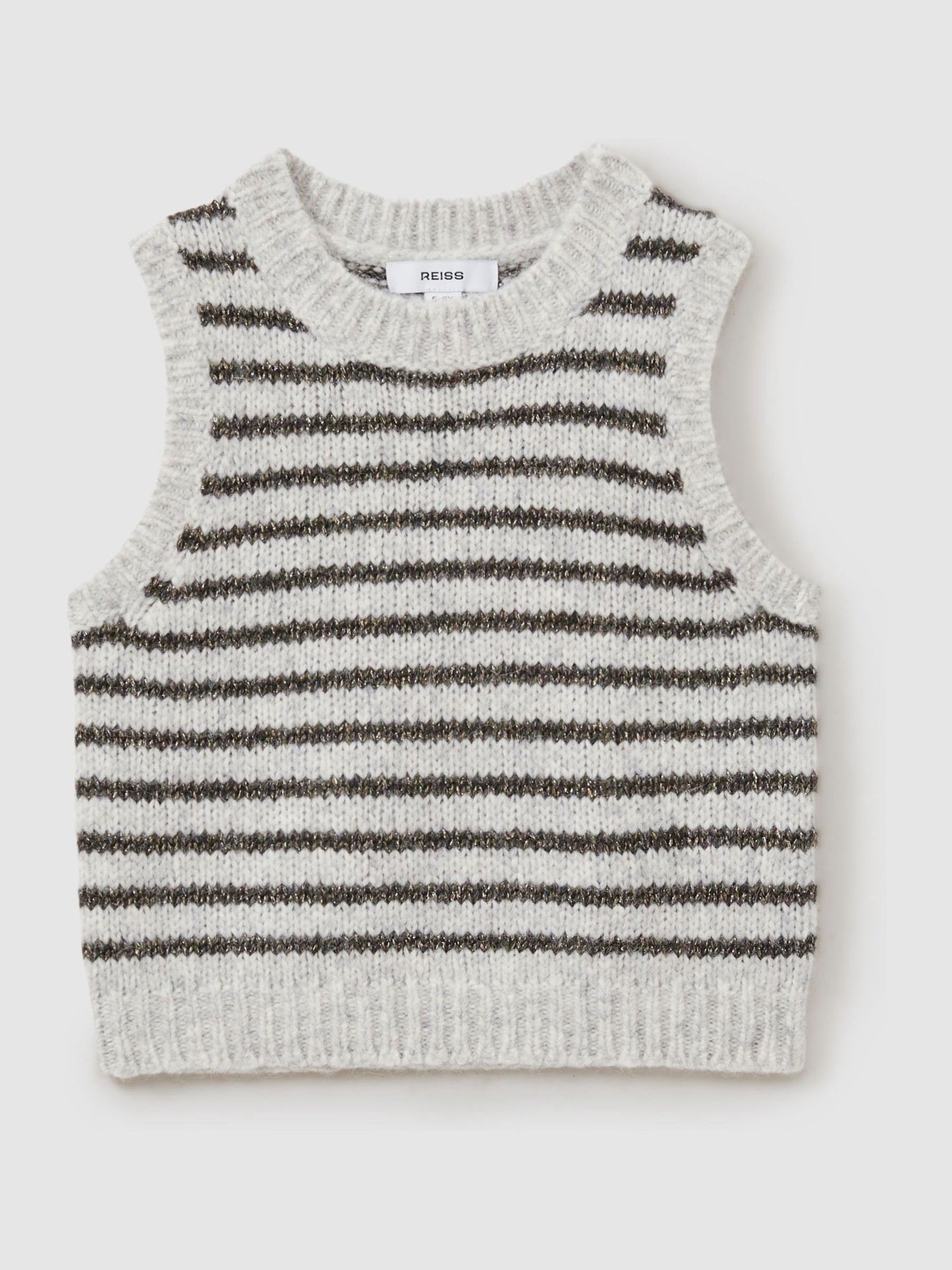 9-13 yrs Wool Blend Striped Vest in Grey