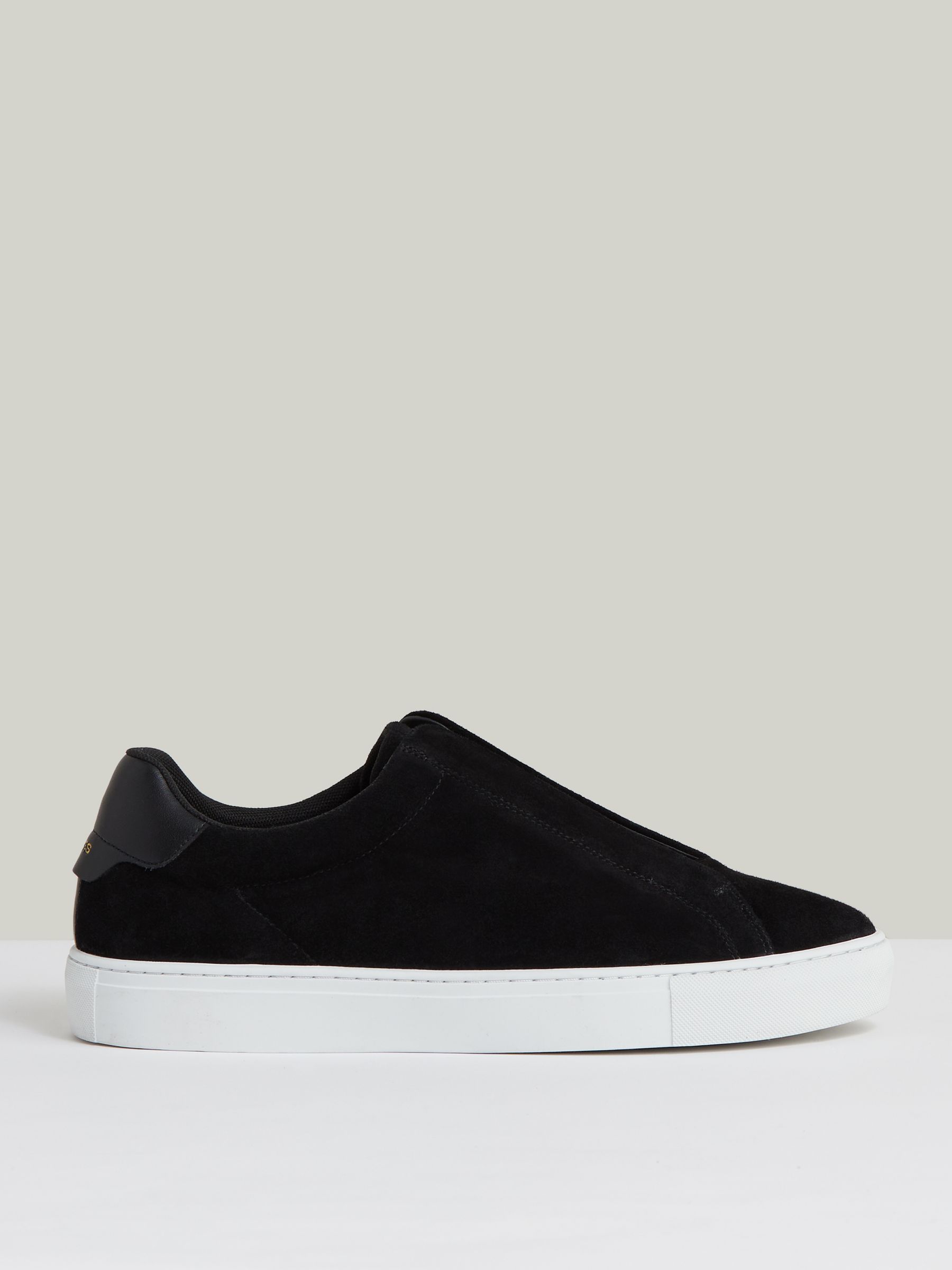 Suede Slip-On Elasticated Trainers in Black