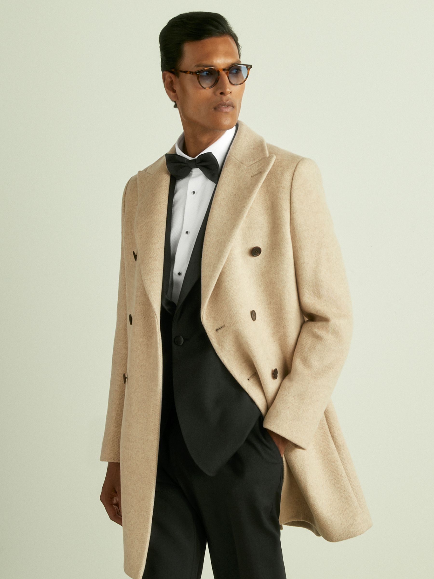 Regular Fit Single Breasted Tuxedo Jacket in Black