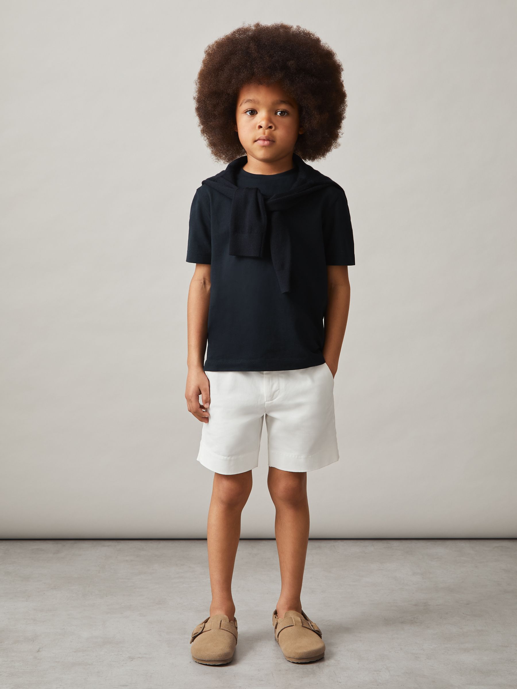 13-14 yrs Cotton Crew-Neck T-Shirt in Navy
