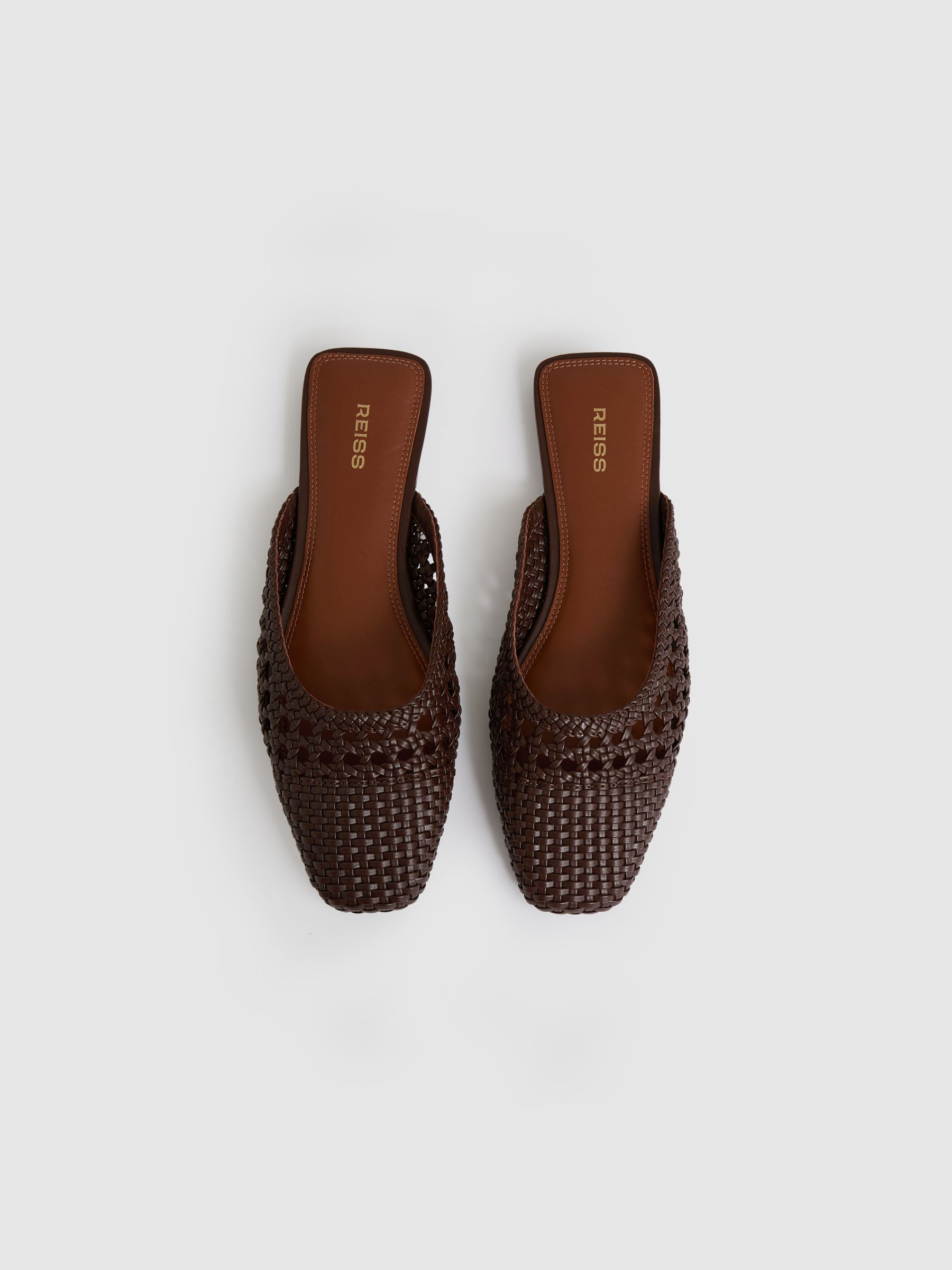 Woven Slip-On Mules in Chocolate