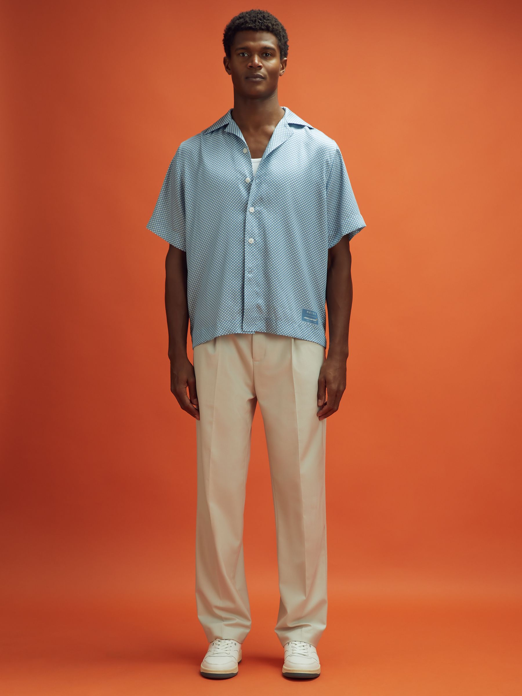 McLaren F1 Cuban Collar Shirt in Airforce Blue