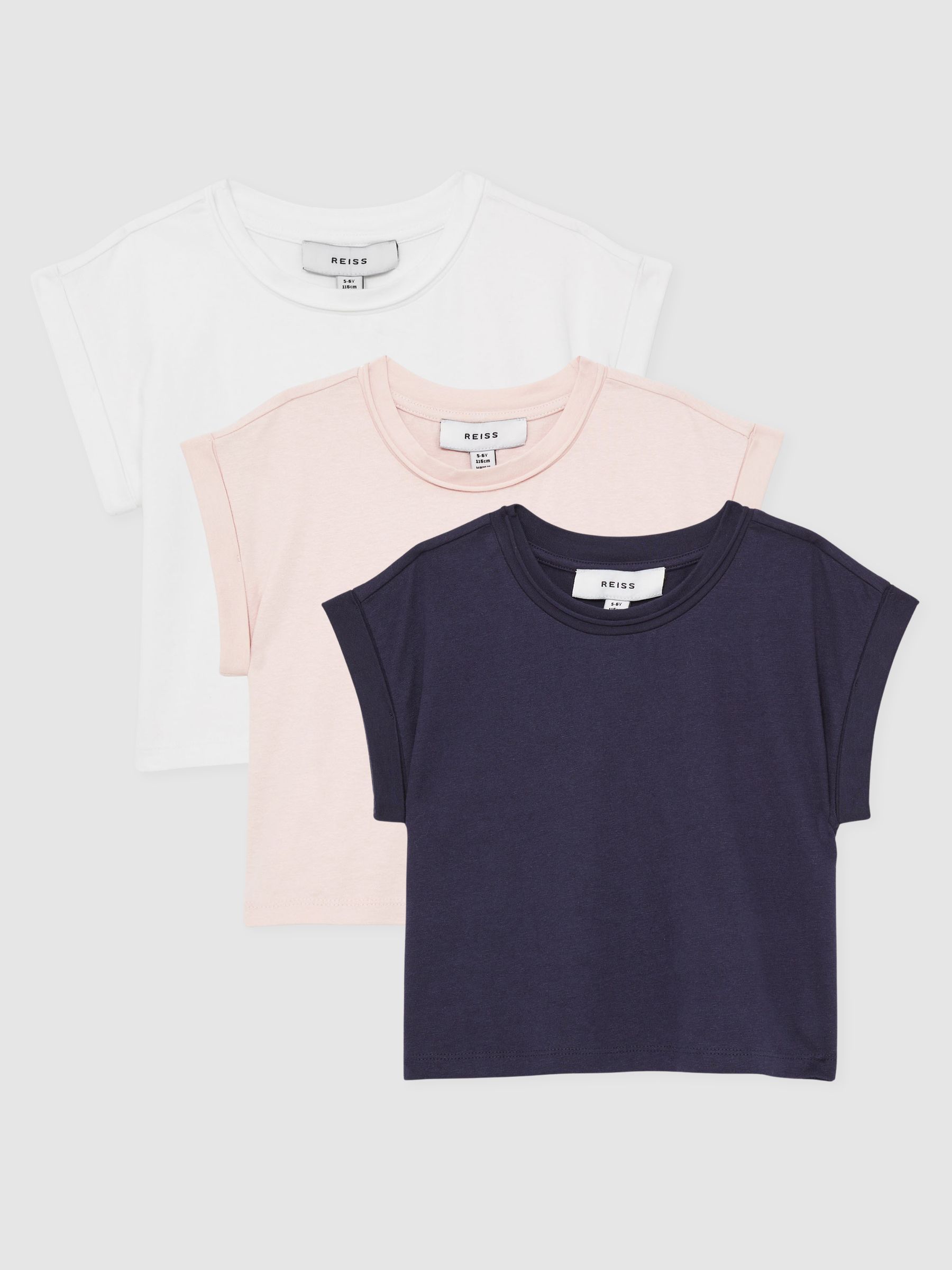 9-13 yrs Cotton-Jersey Cropped T-Shirt 3 Pack in Multi