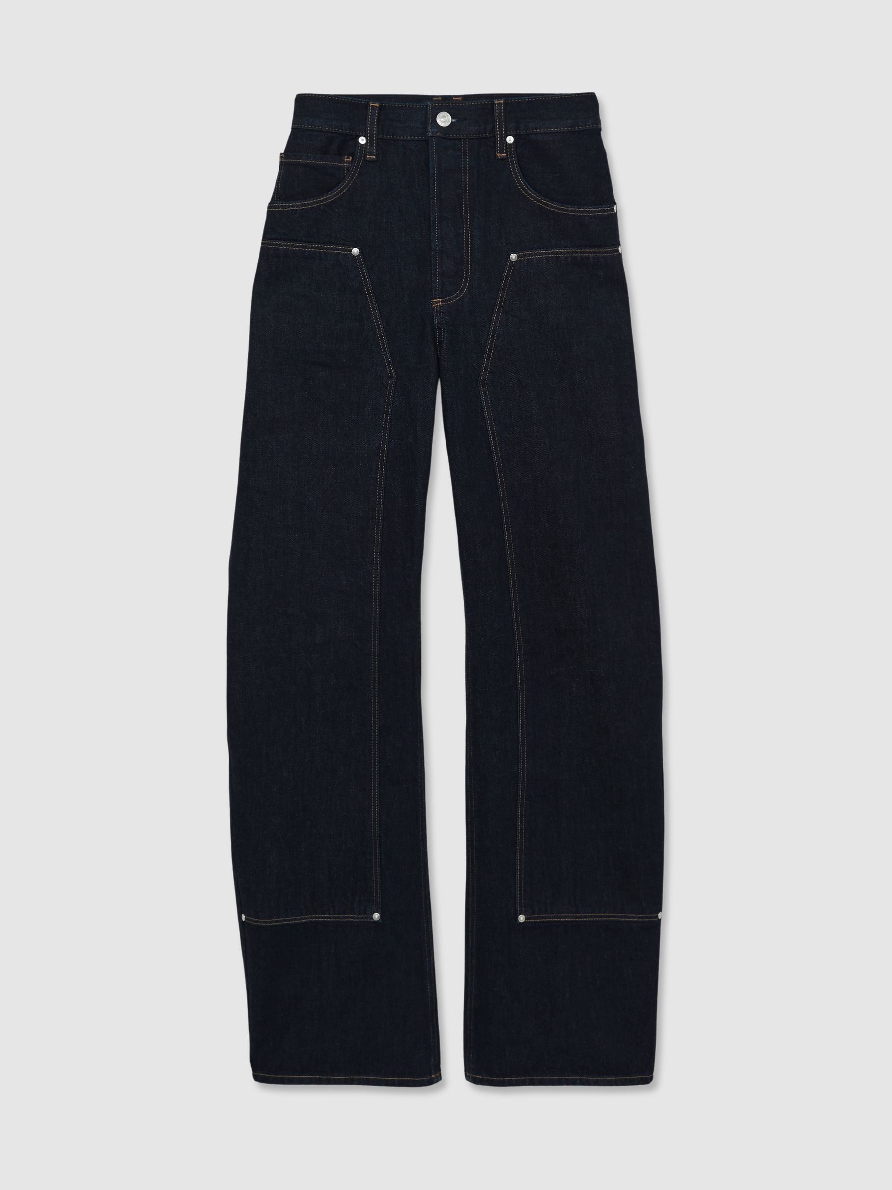 Paige Barrel-Leg Workwear Jeans in Black/Navy