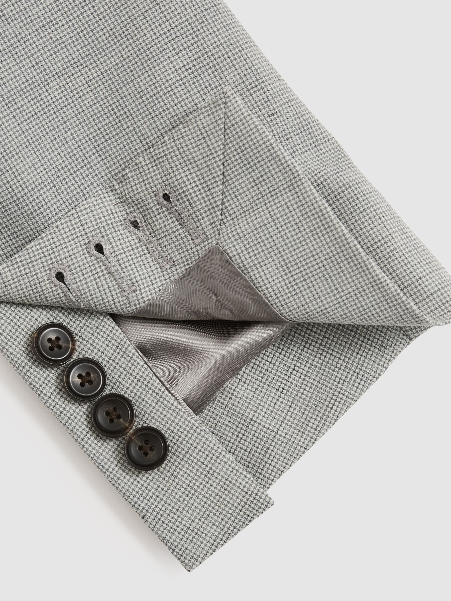 Single-Breasted Check Suit Blazer Slim-Fit in Grey