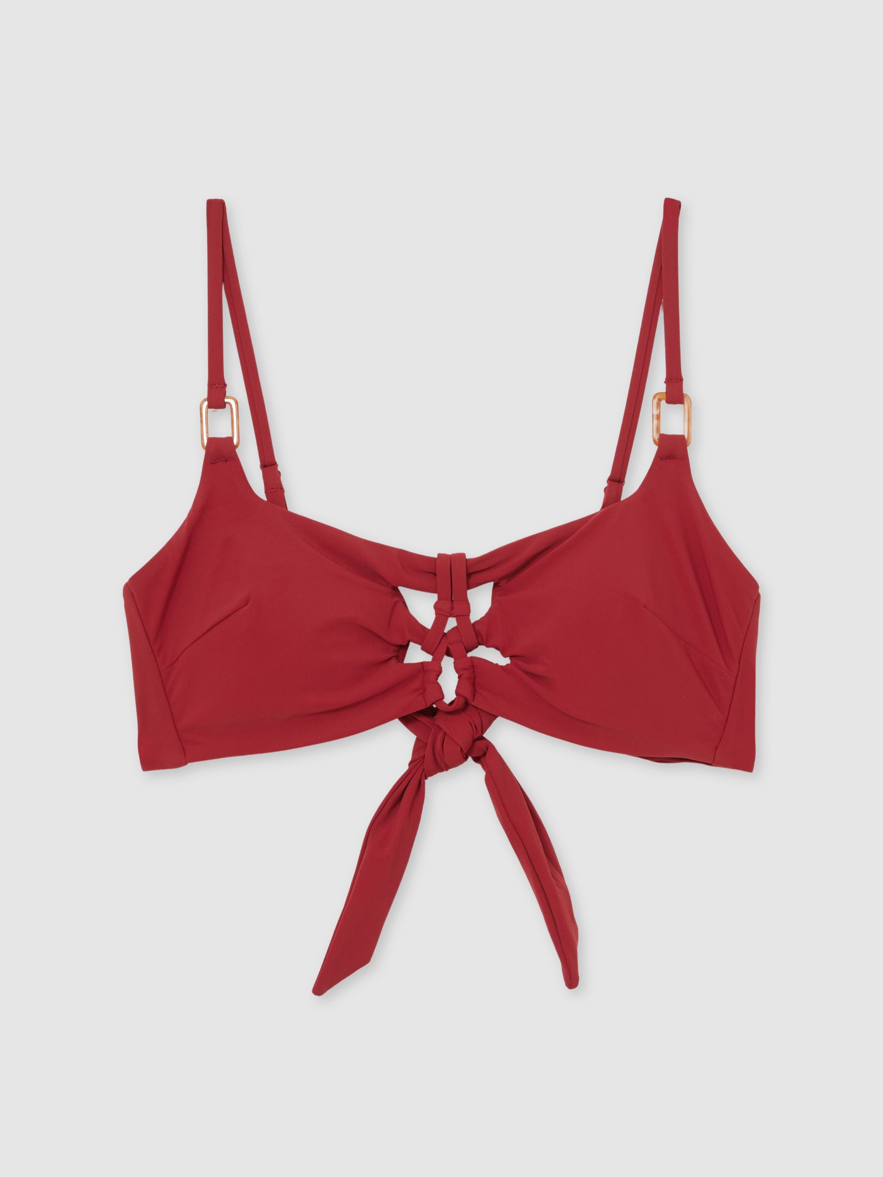 Cut-Out Detail Bikini Top in Dark Red
