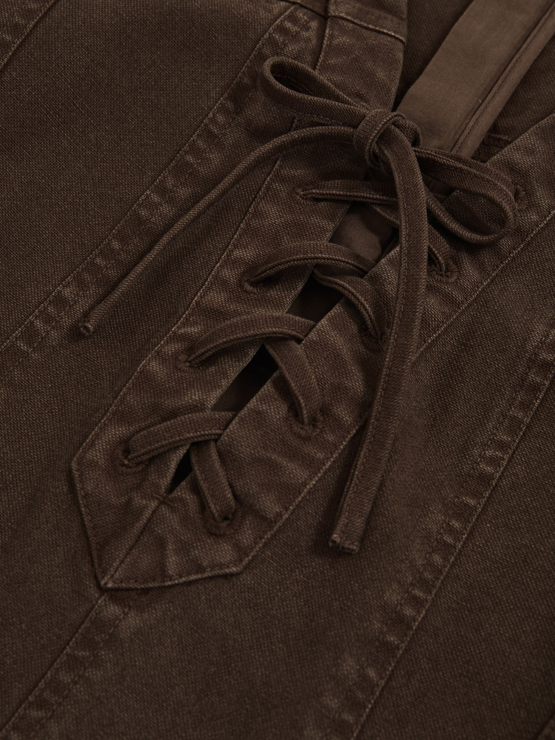 Lace Up Denim Shirt Dress in Chocolate