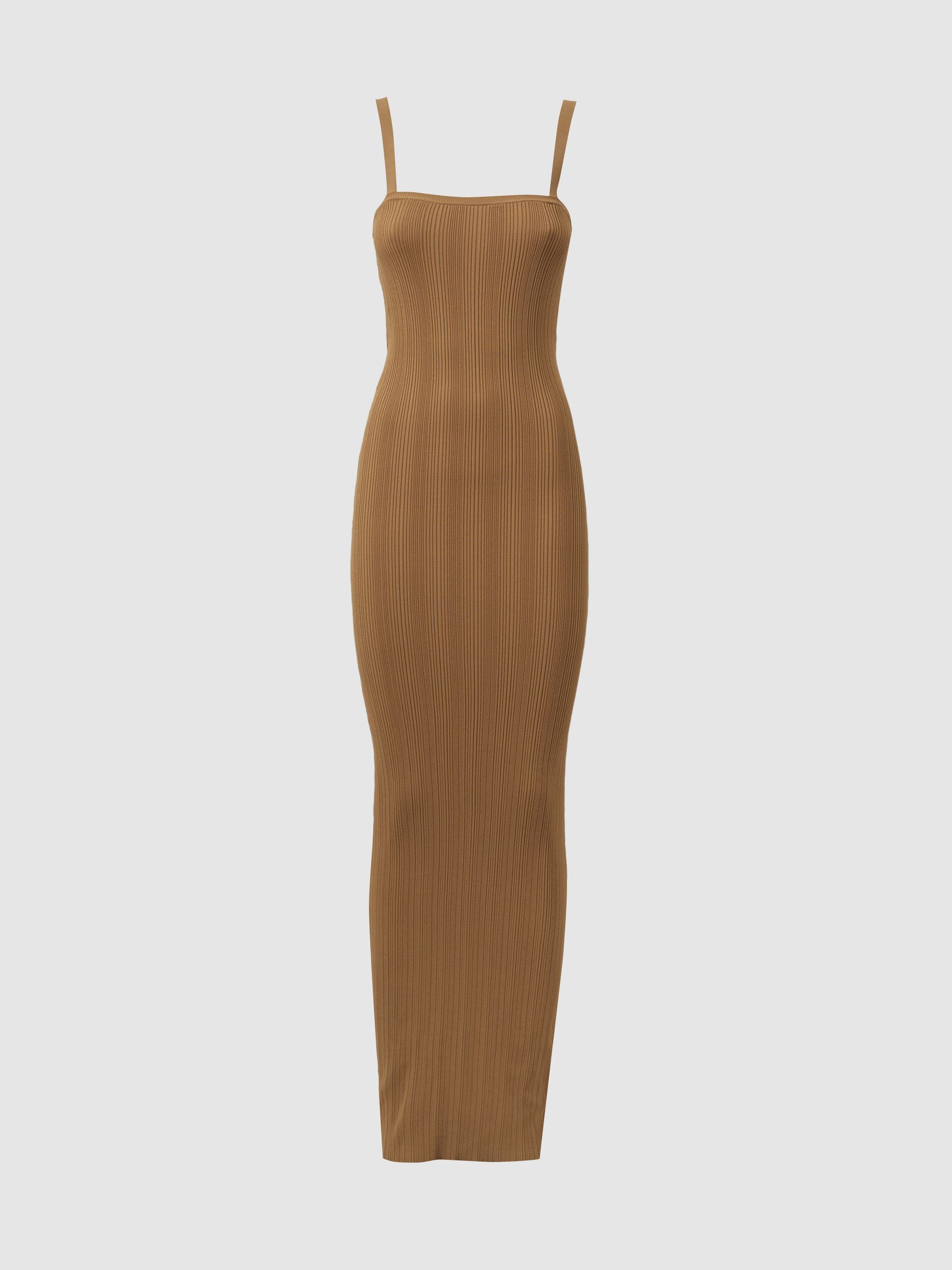 Good American Plisse Maxi Dress in Tan