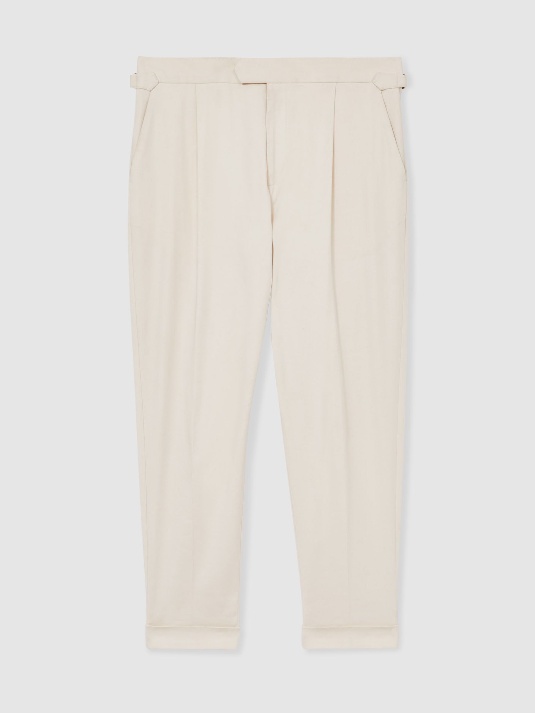 Stretch Cotton Tapered Trousers in Stone
