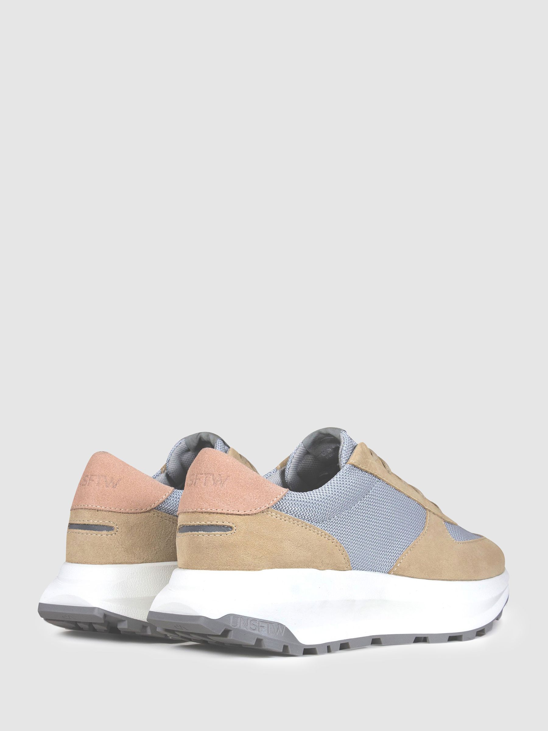 Unseen Footwear Suede Mesh Trinity Trainers in Pink/White