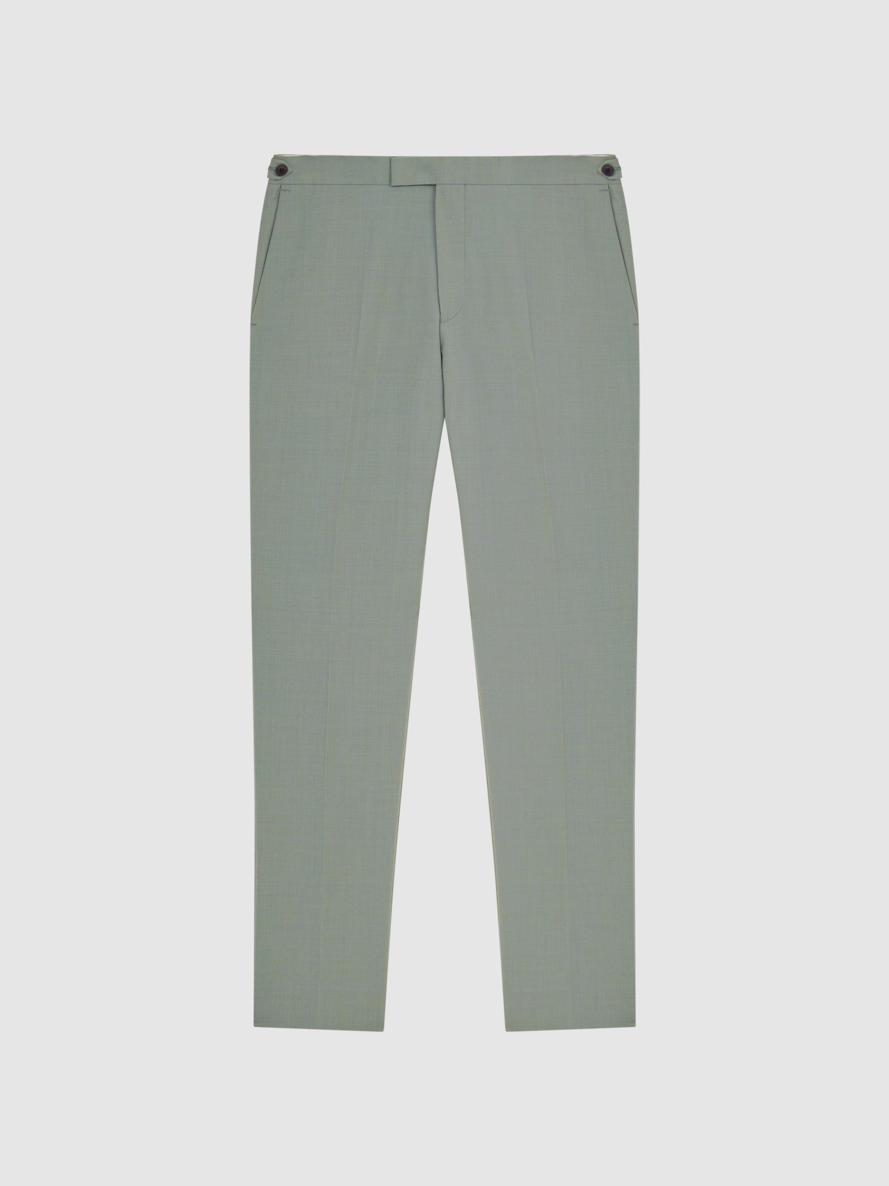 Slim Fit Wool Blend Trousers in Sage