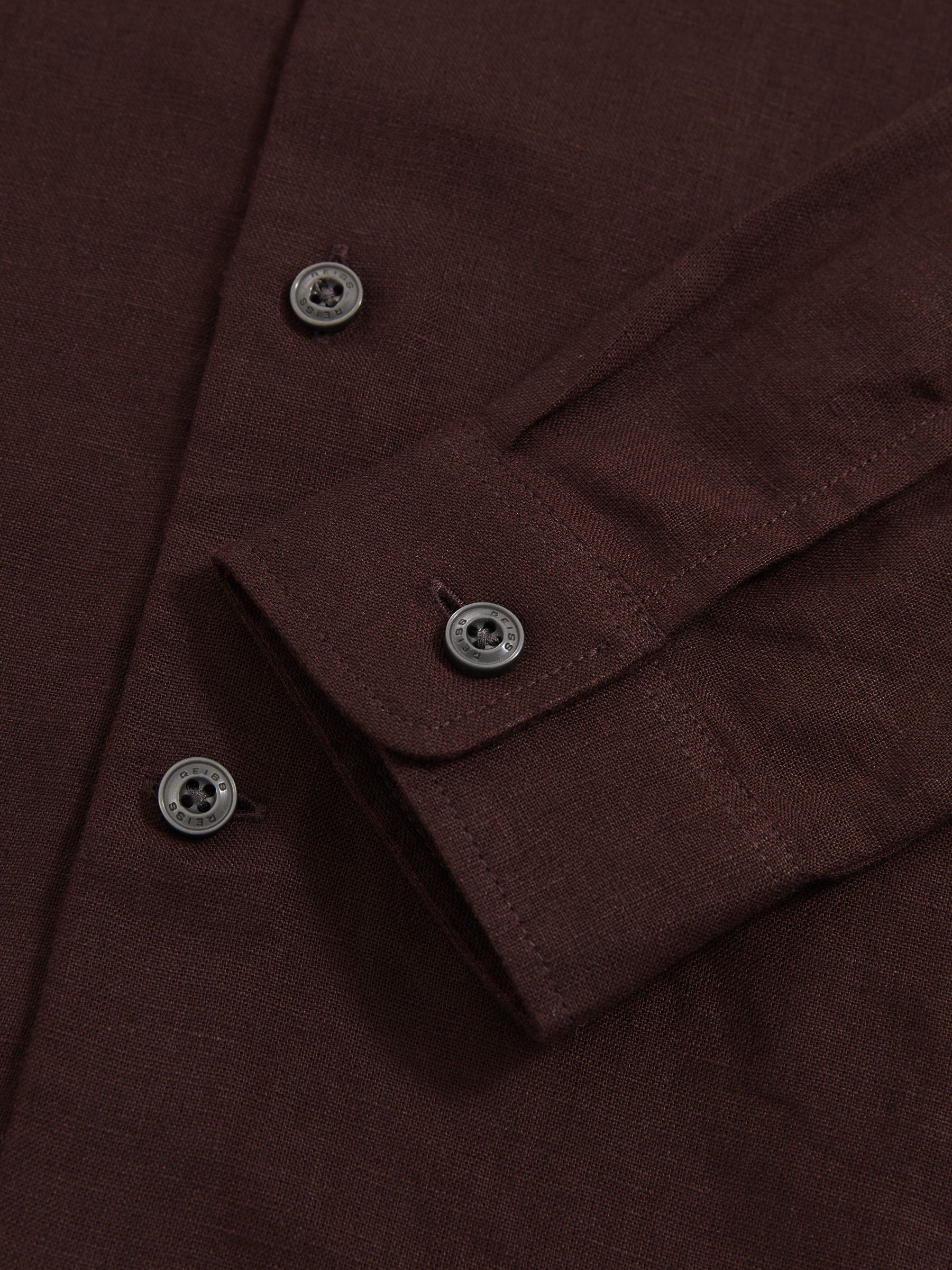 3-9 yrs Linen Cutaway Collar Shirt in Dark Brown