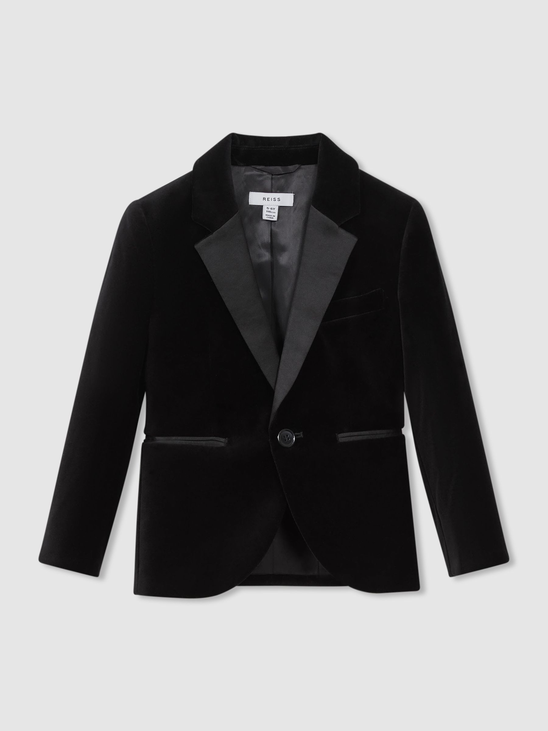 9-14 yrs Single Breasted Velvet Blazer in Black