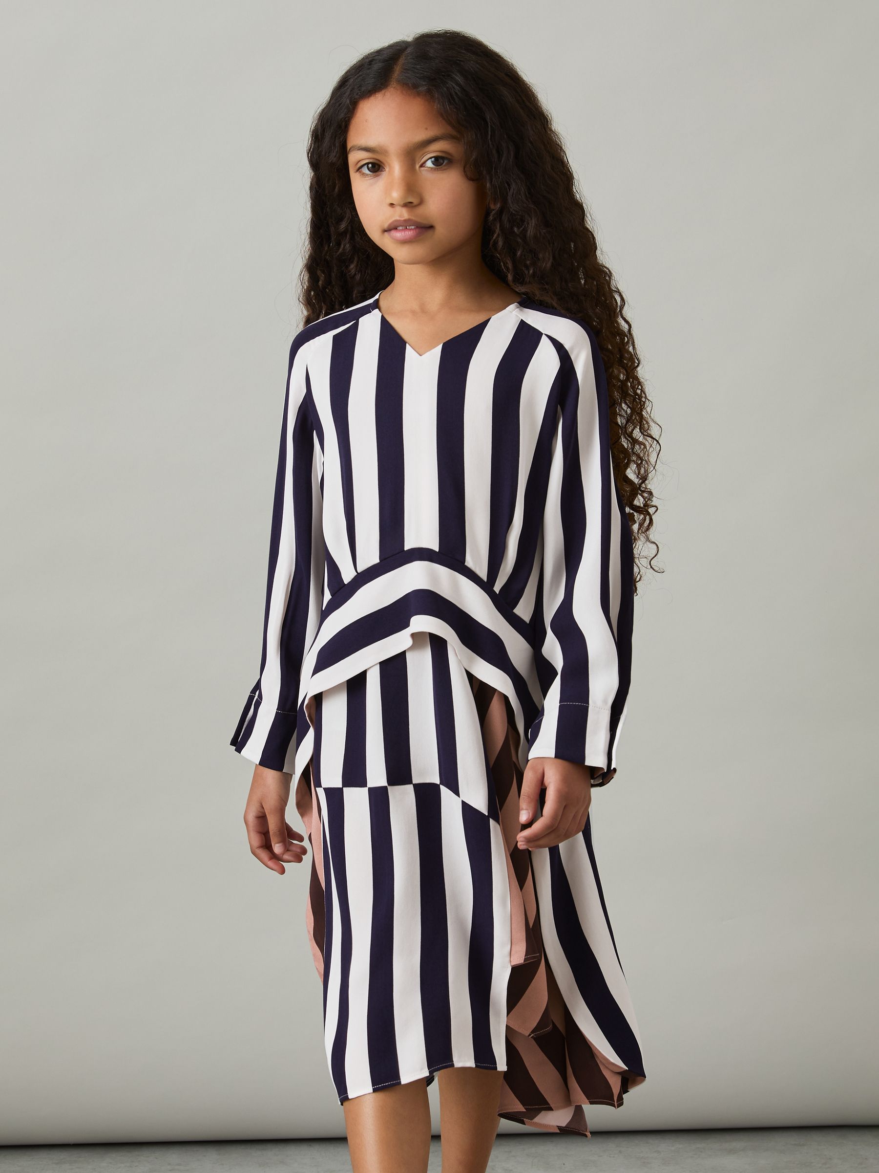9-13 yrs Stripe-Print Handkerchief Dress in Multi