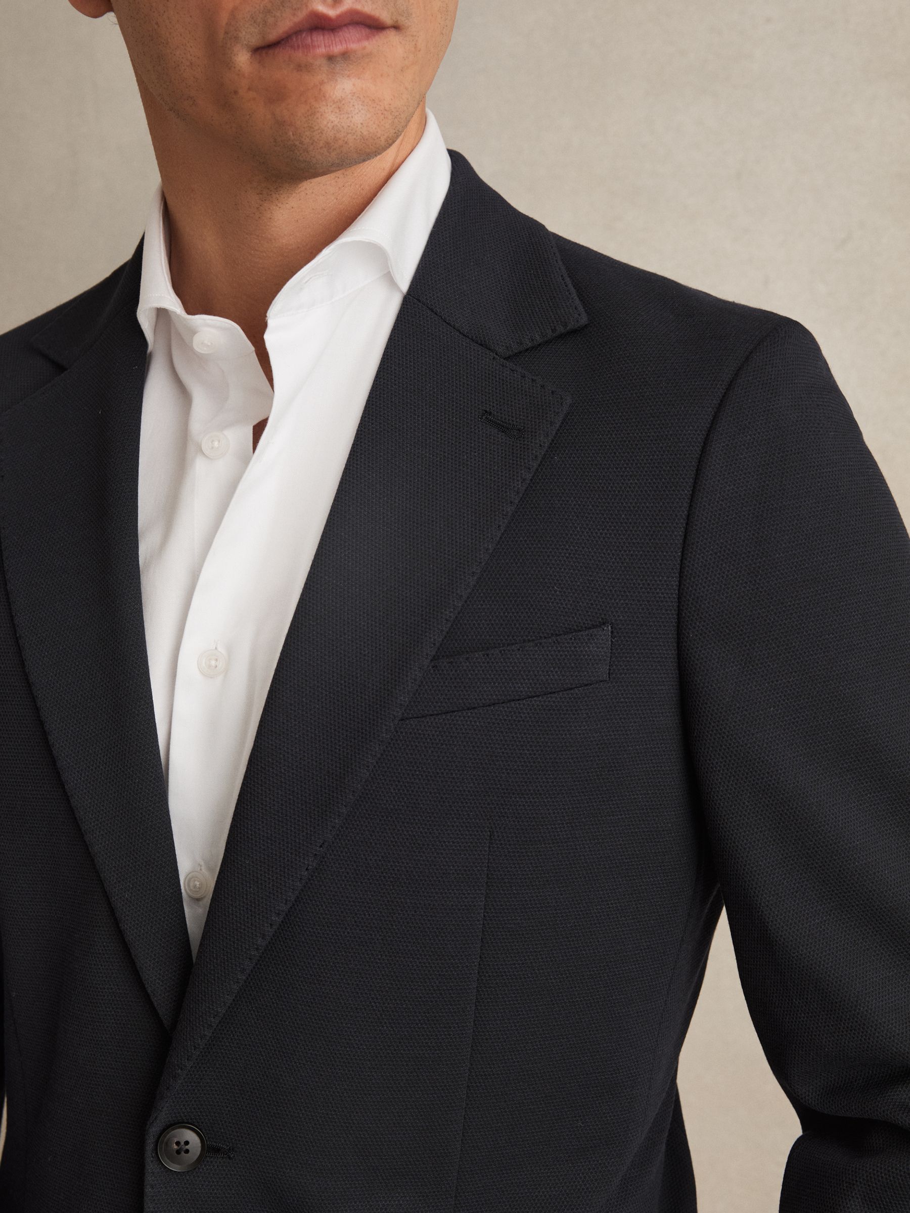Slim-Fit Single-Breasted Jersey Suit Blazer in Navy