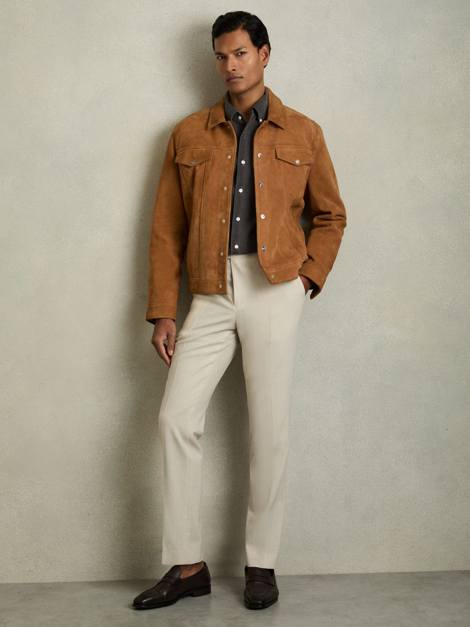 Denim Piqué Button-Through Shirt in Washed Black