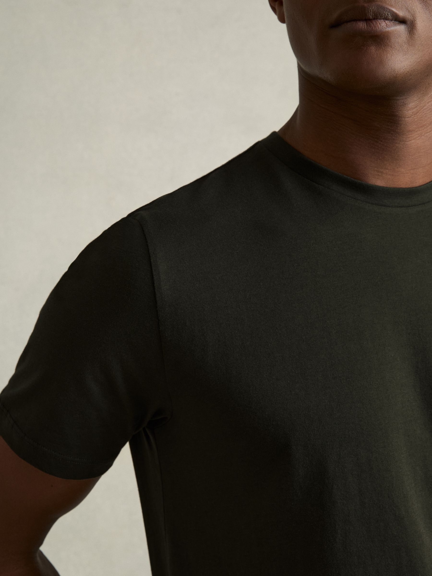 Cotton Crew Neck T-Shirt in Oxidised Green