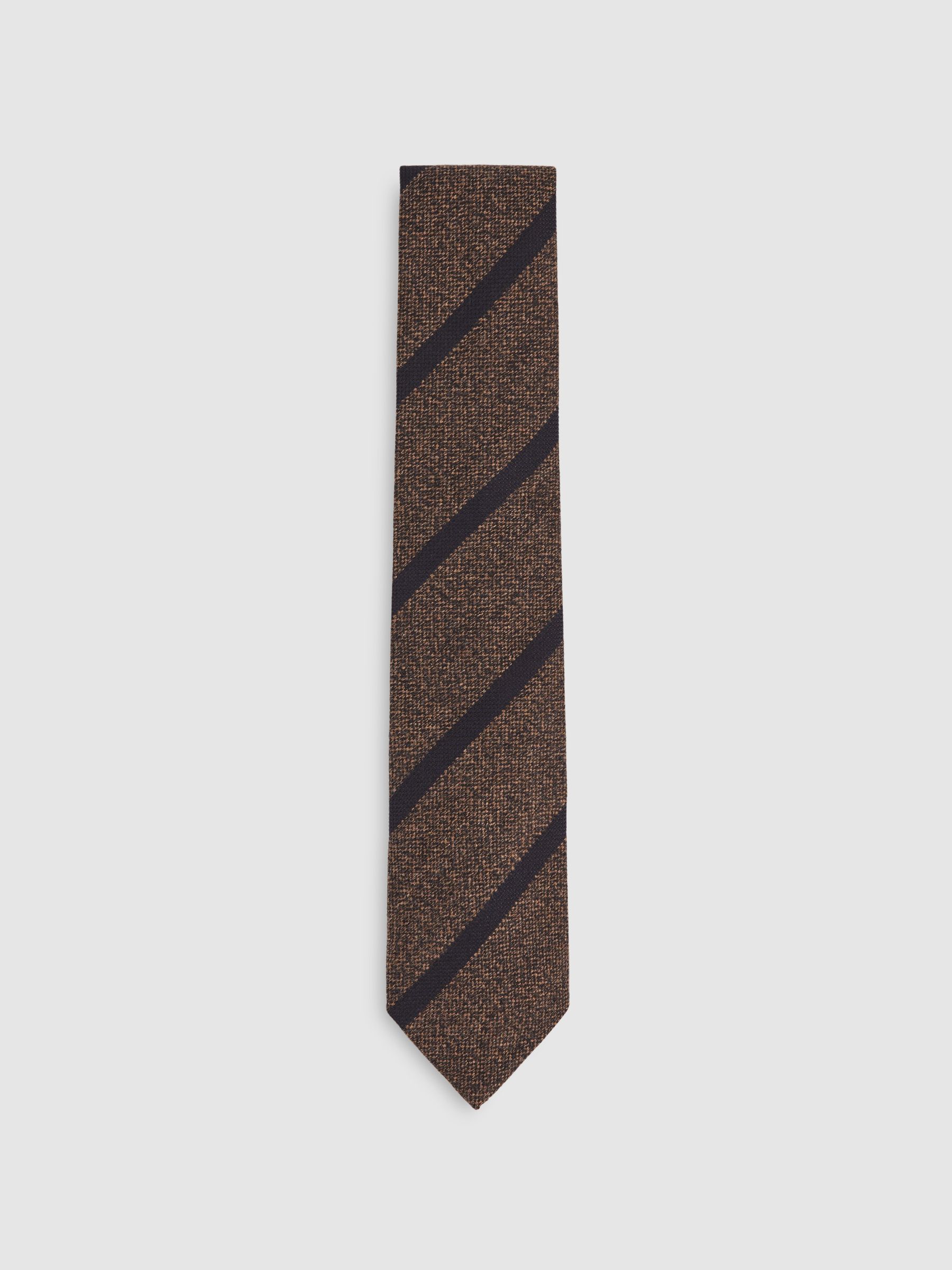 Wool-Silk Striped Tie in Chocolate Brown