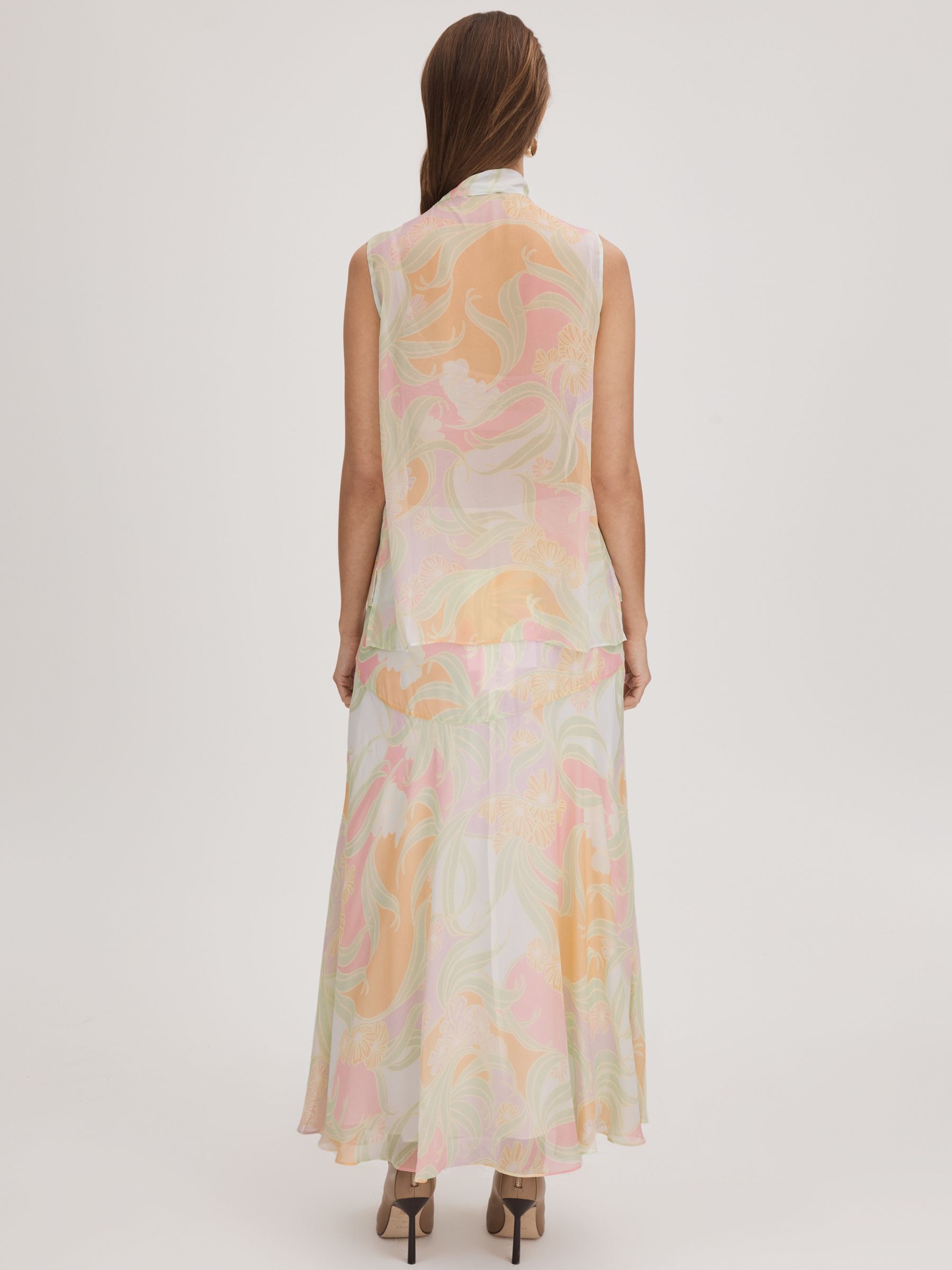 Florere Printed Tie Neck Top in Multi