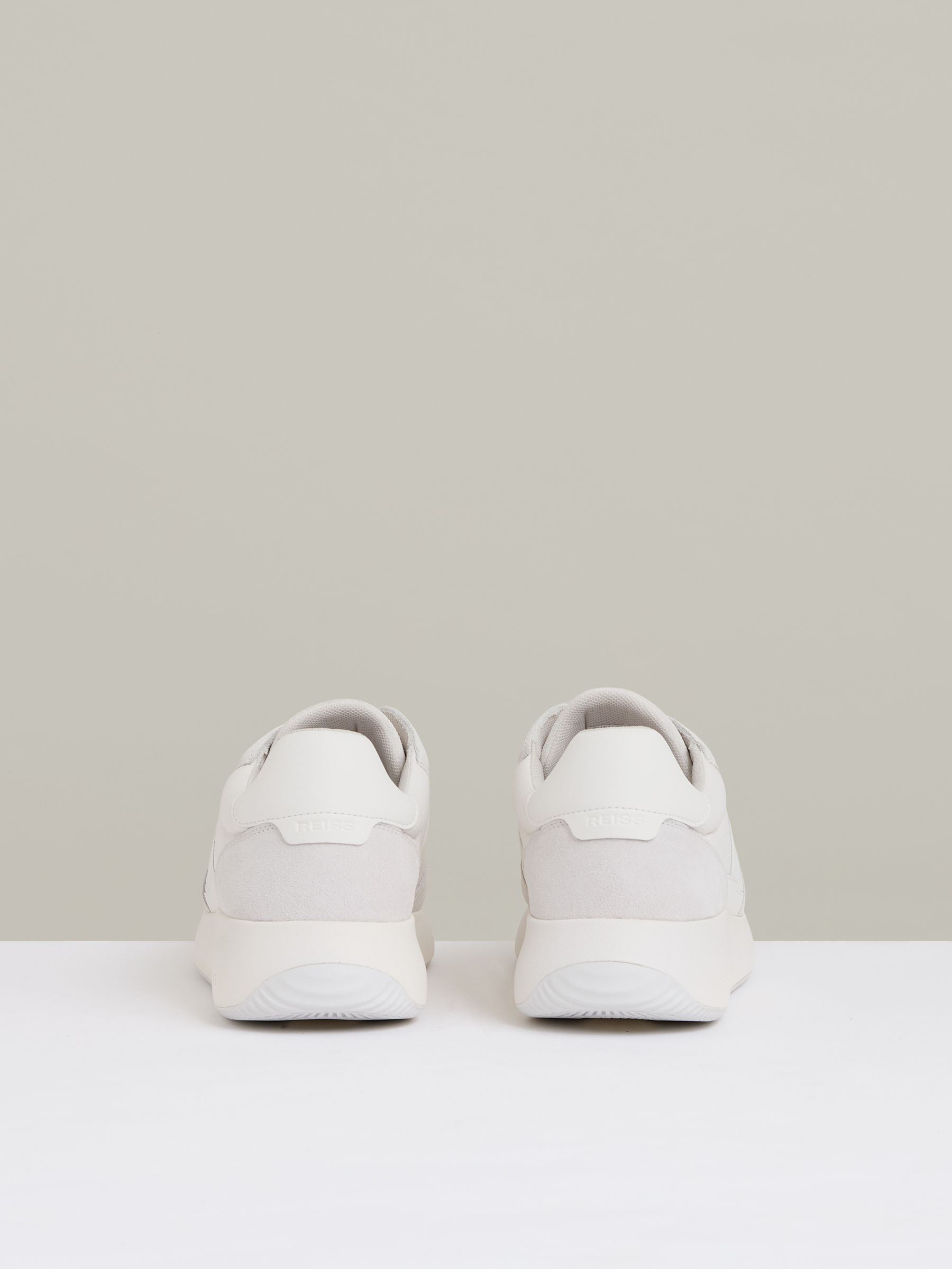 Leather Suede Running Trainers in White