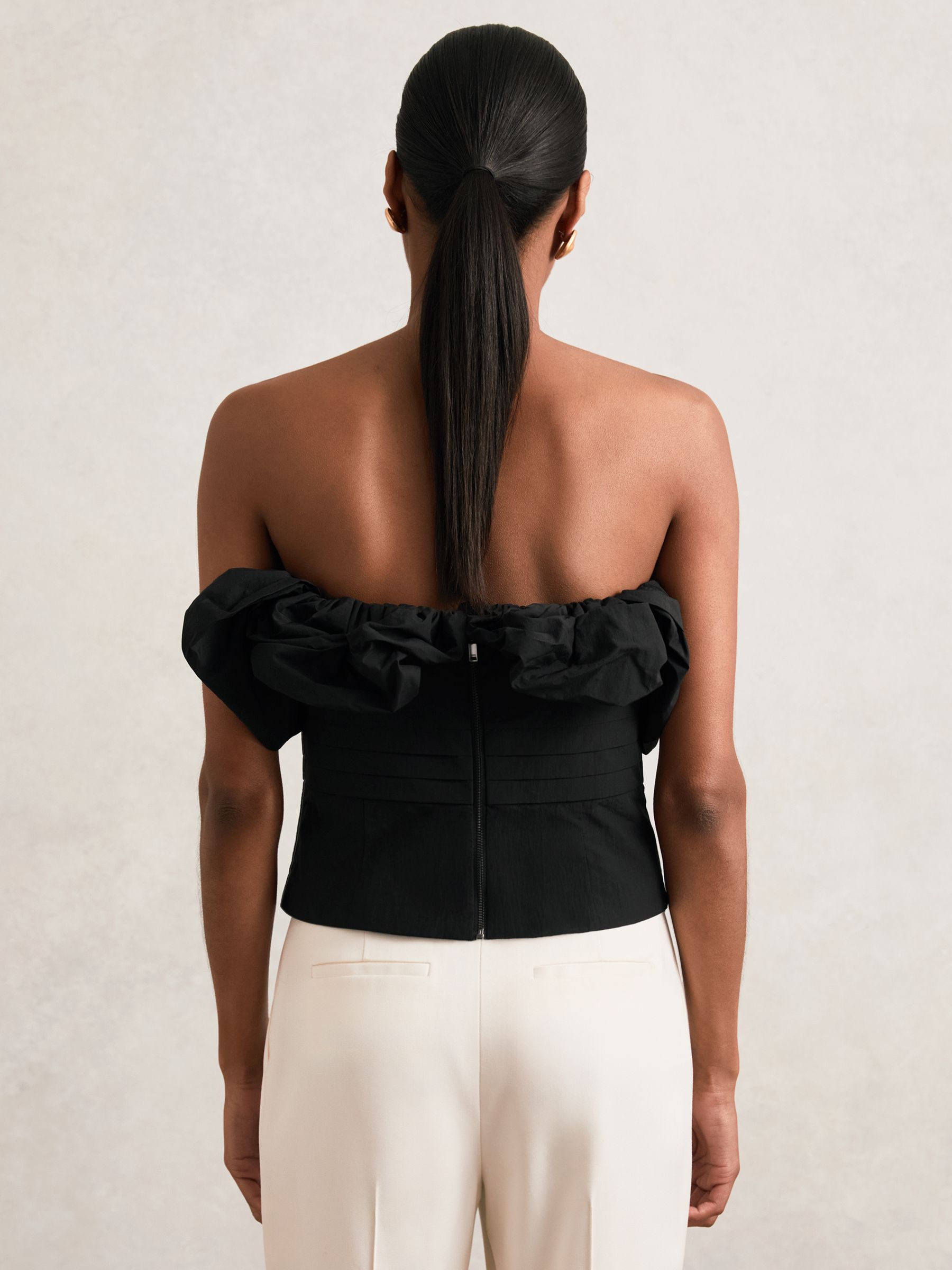 Sculptural Strapless Top in Black