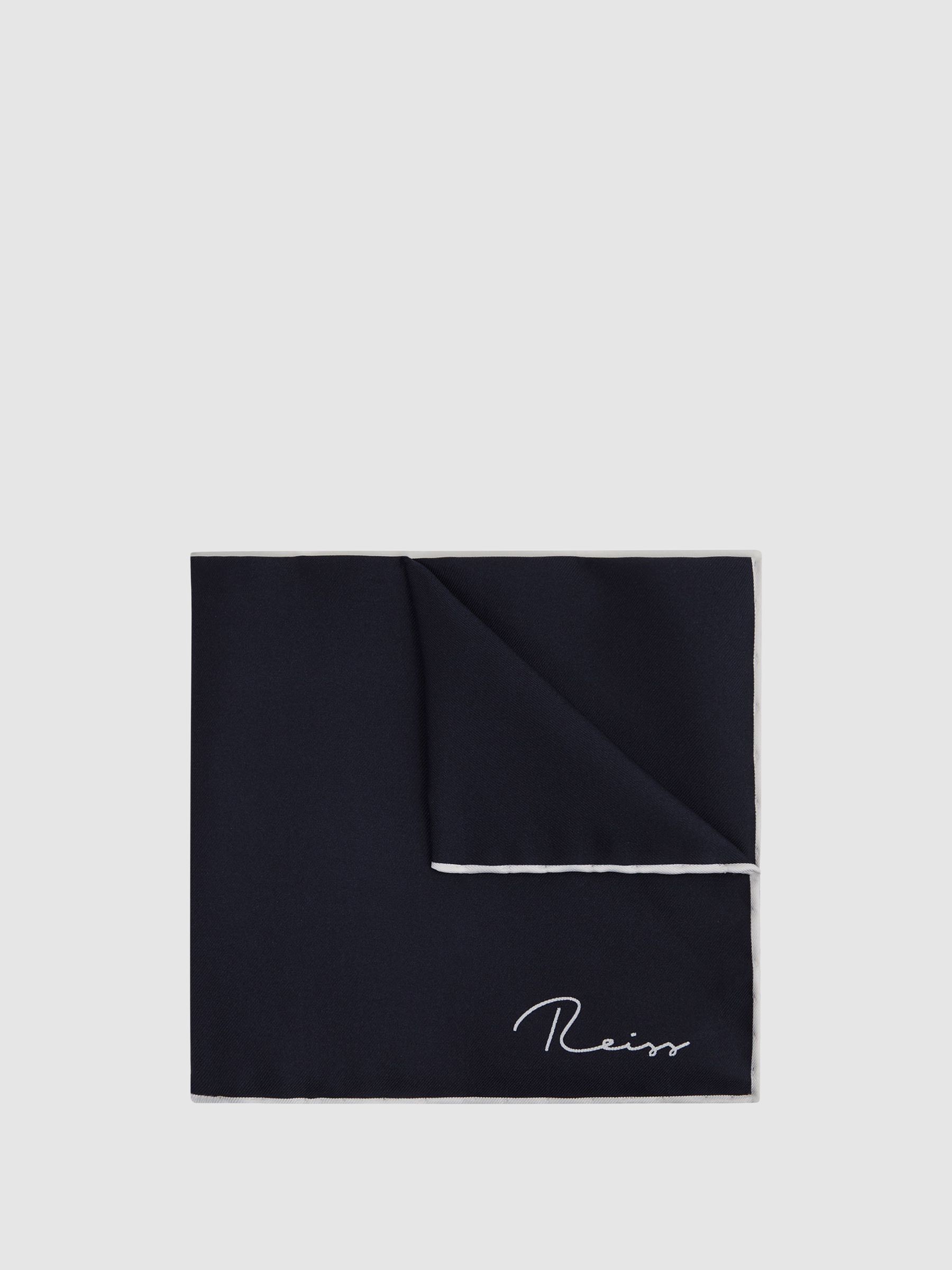 Plain Silk Pocket Square in Navy