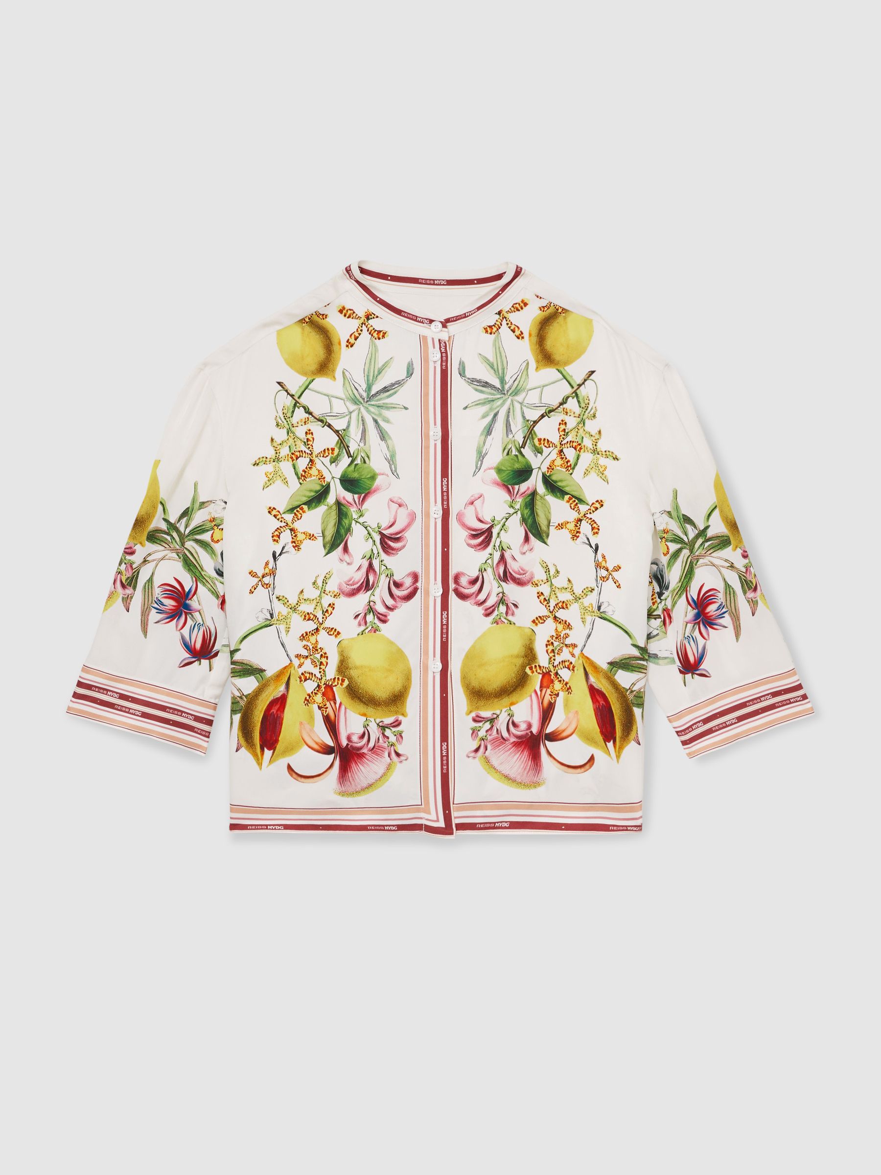 9-13 yrs Reiss | NYBG Satin Floral-Print Shirt in Ivory