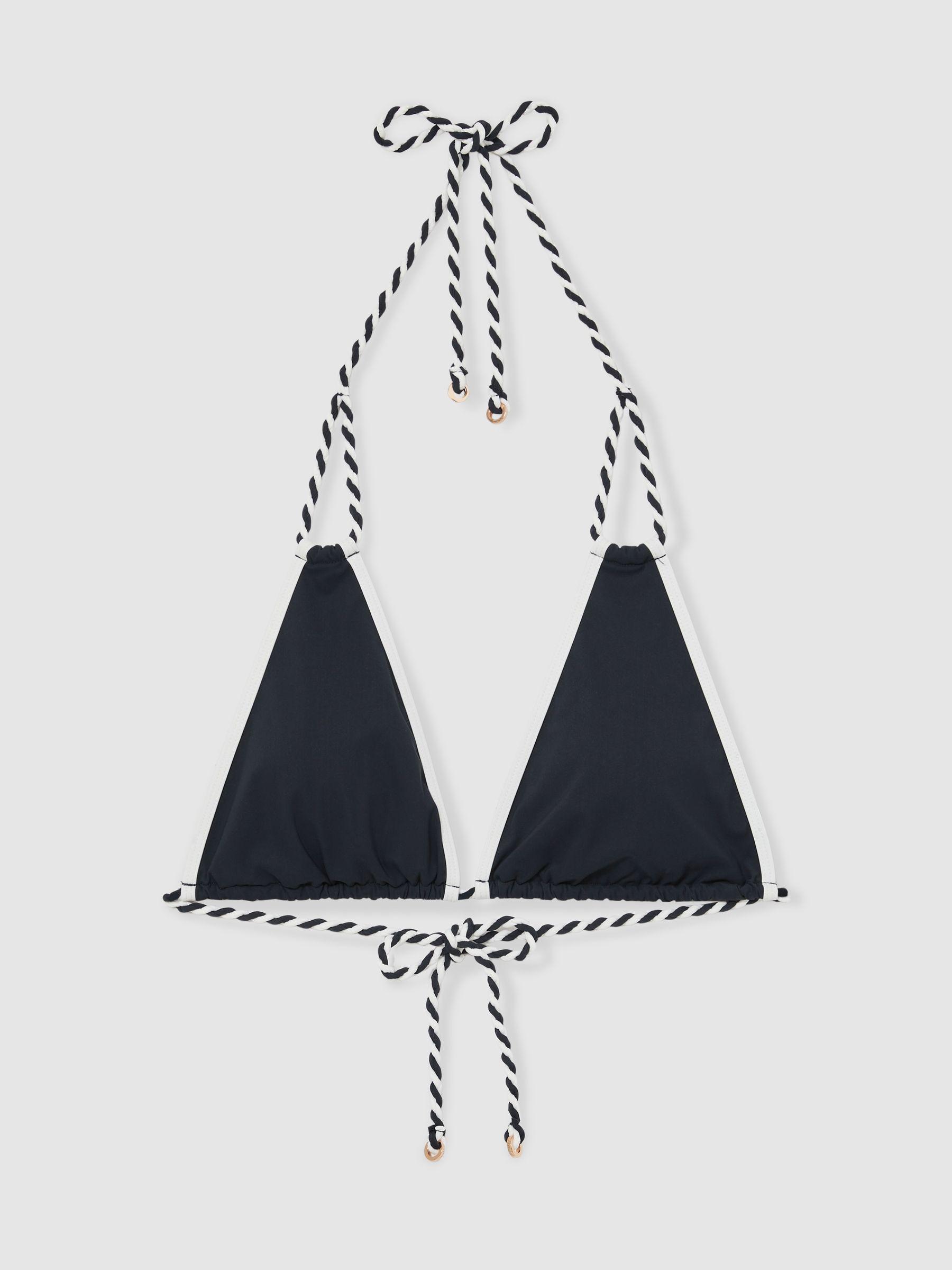 Triangle Twist-Strap Bikini Top in Navy/White