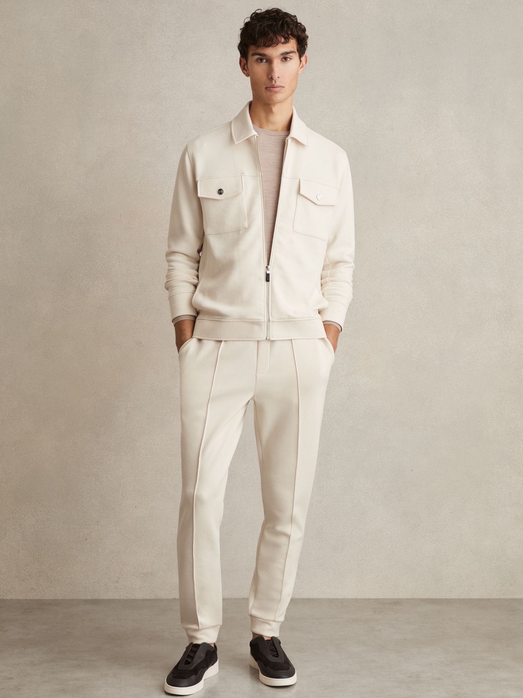 Interlock Zip-Through Overshirt in Off White