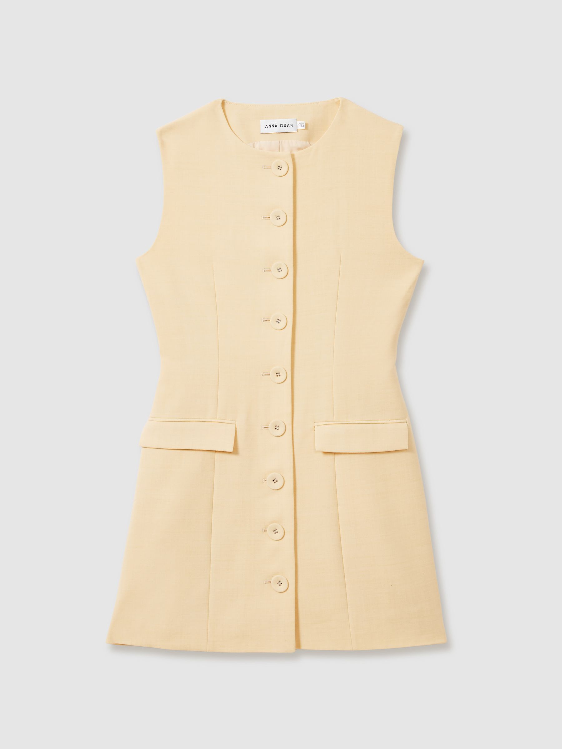 Anna Quan Button Through Mini Dress With Wool in Buttercup