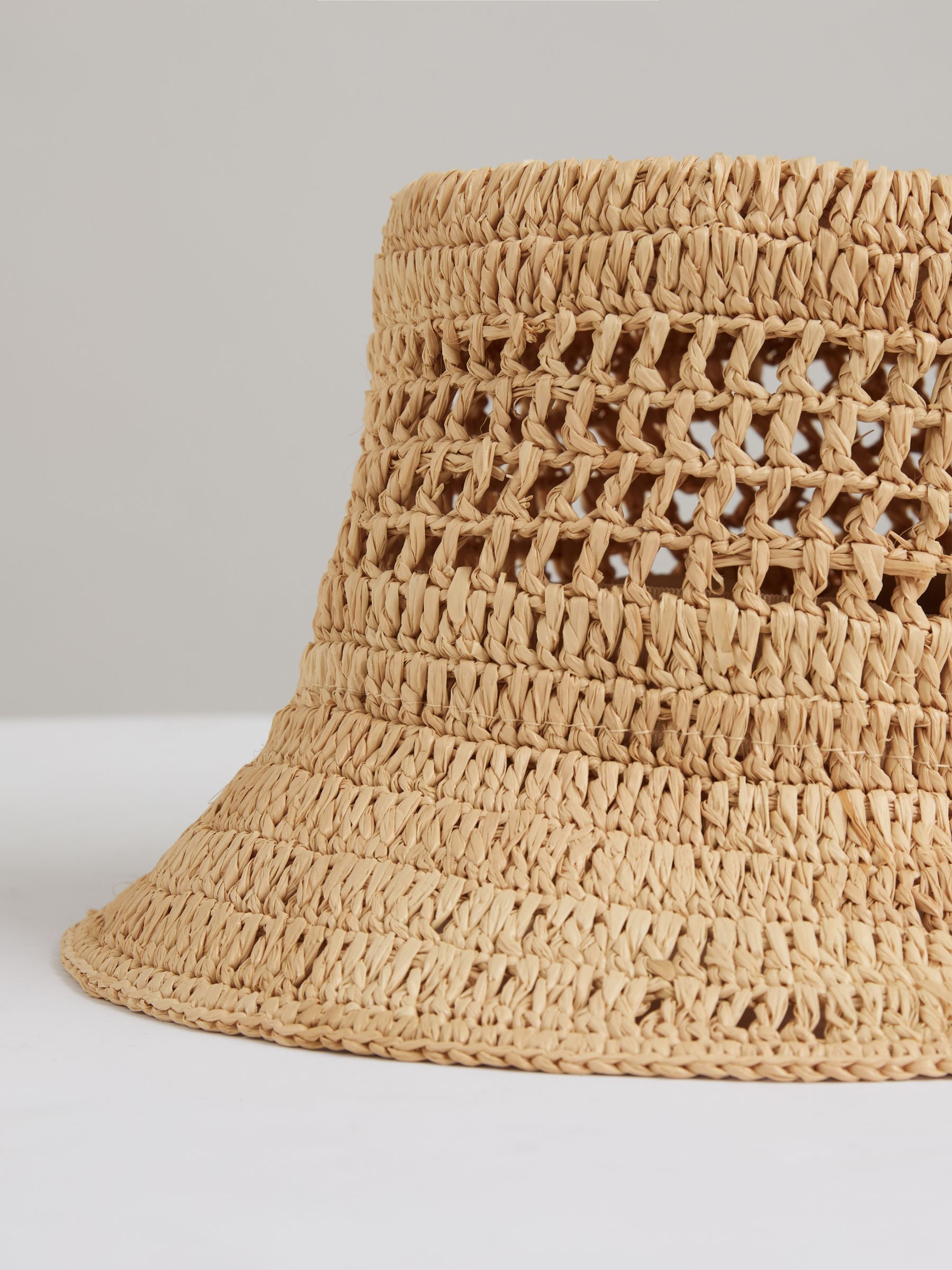 Straw Bucket Hat in Natural