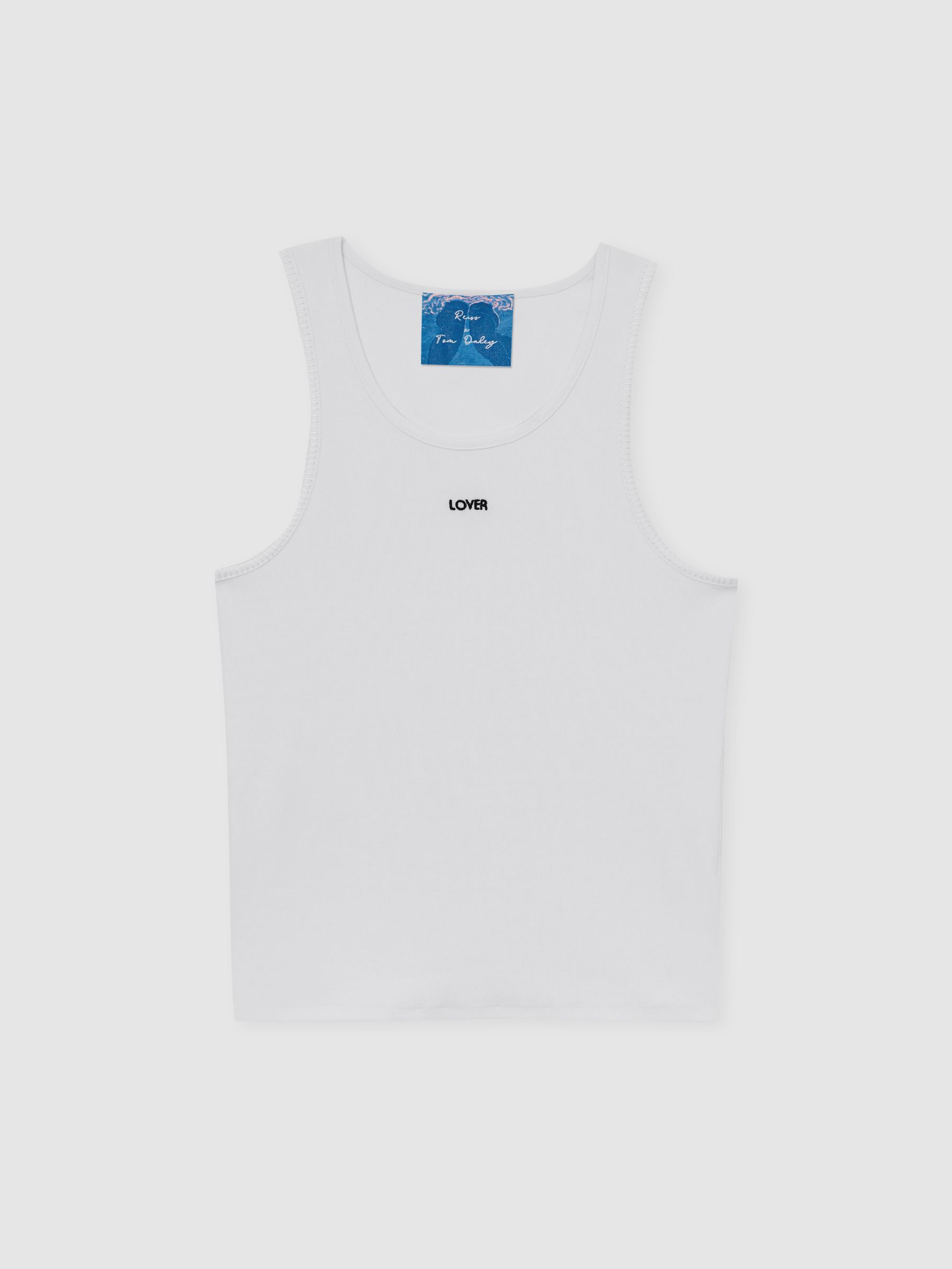 Reiss | Tom Daley Cotton Lover Vest with Stretch in White