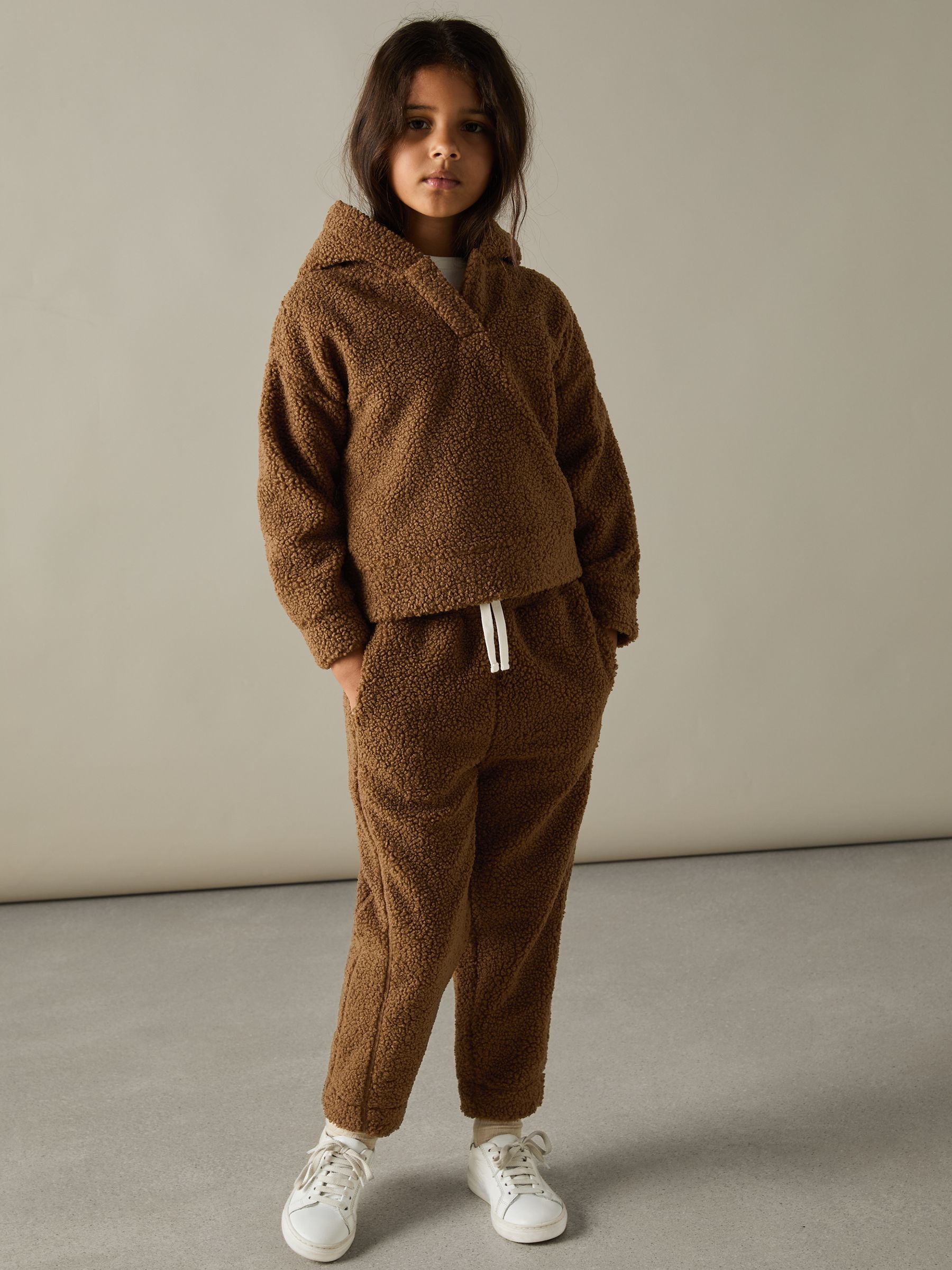 4-9 yrs Borg Hoodie And Joggers Set in Brown
