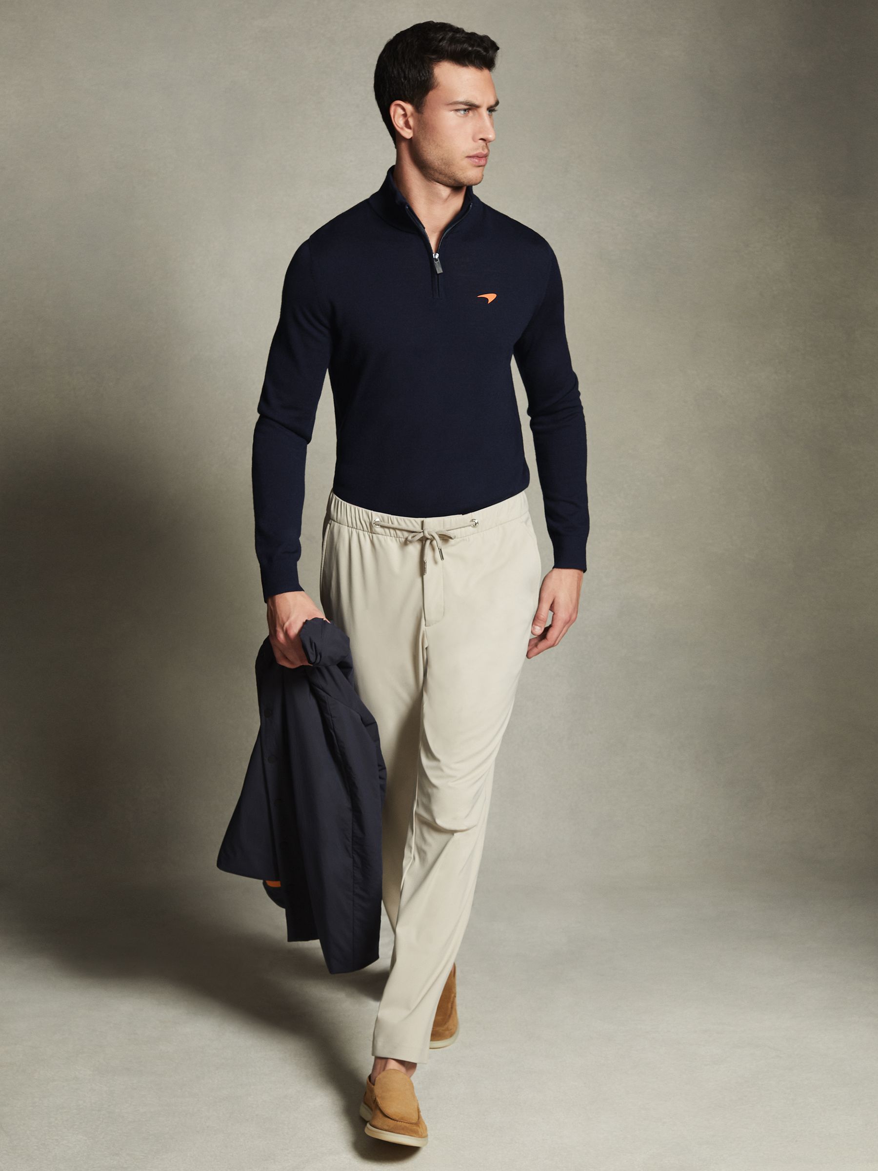 McLaren F1 Merino Half-Zip Funnel Neck Jumper in Navy