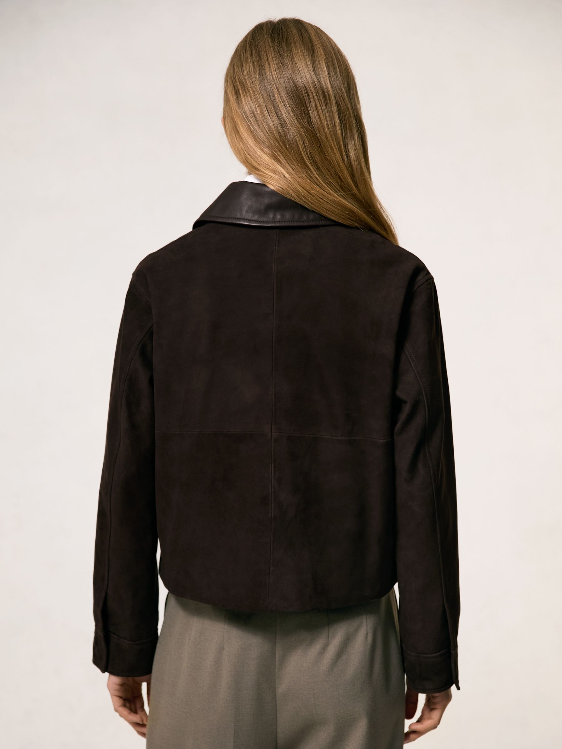 Suede Oversized Jacket in Chocolate Brown