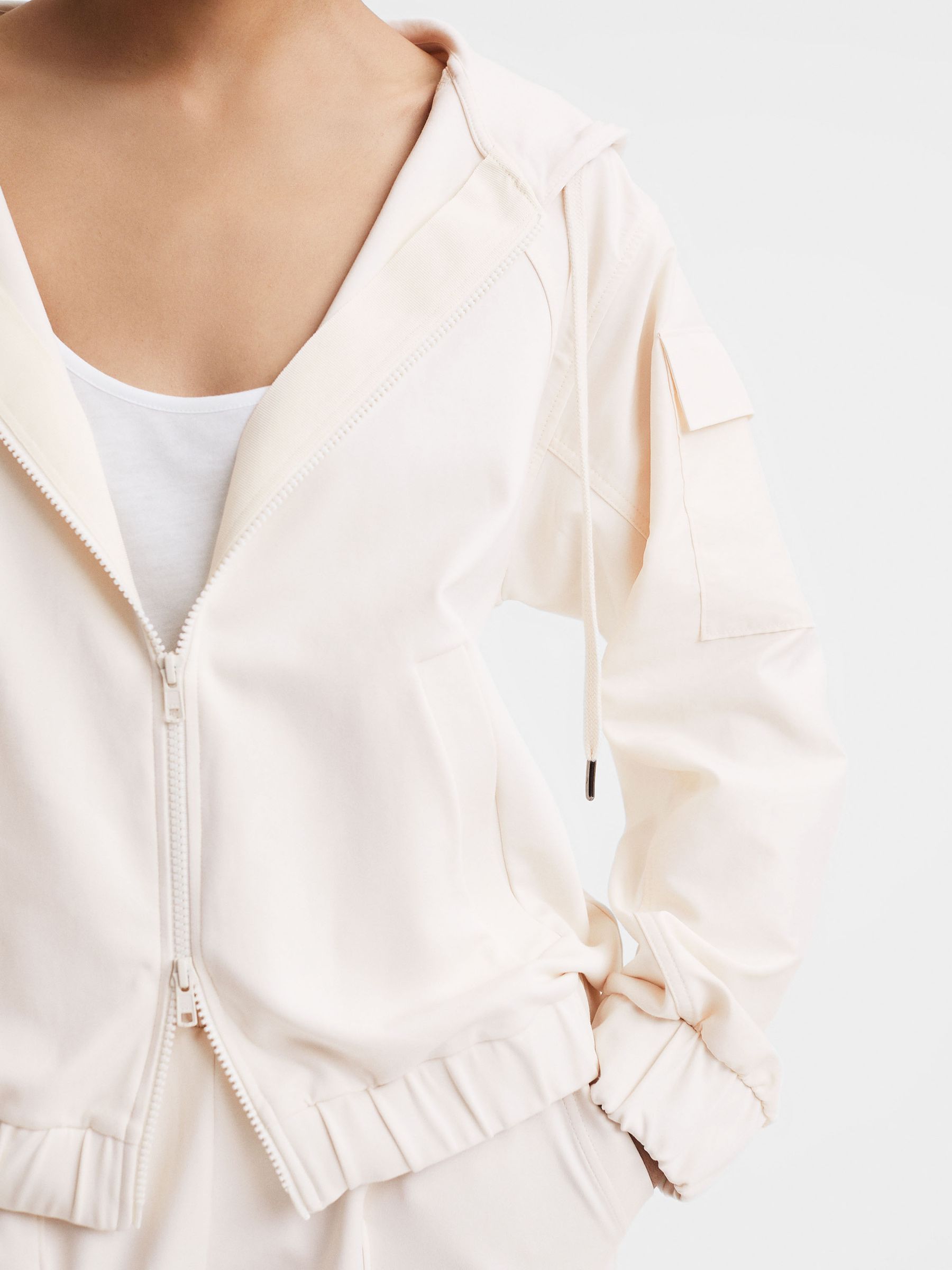 Cotton Blend Tracksuit Top in Cream